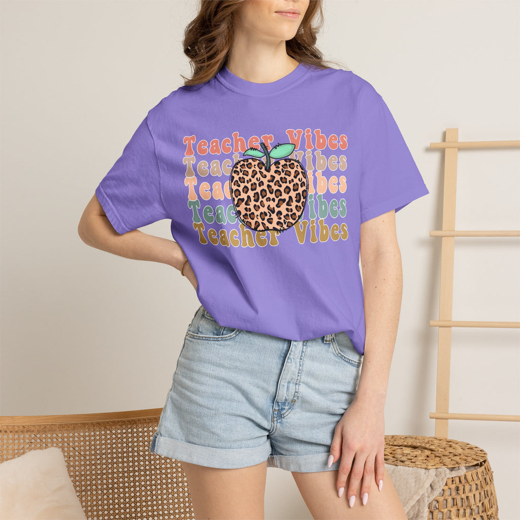 Teacher Vibes Leopard Apple T-Shirt
