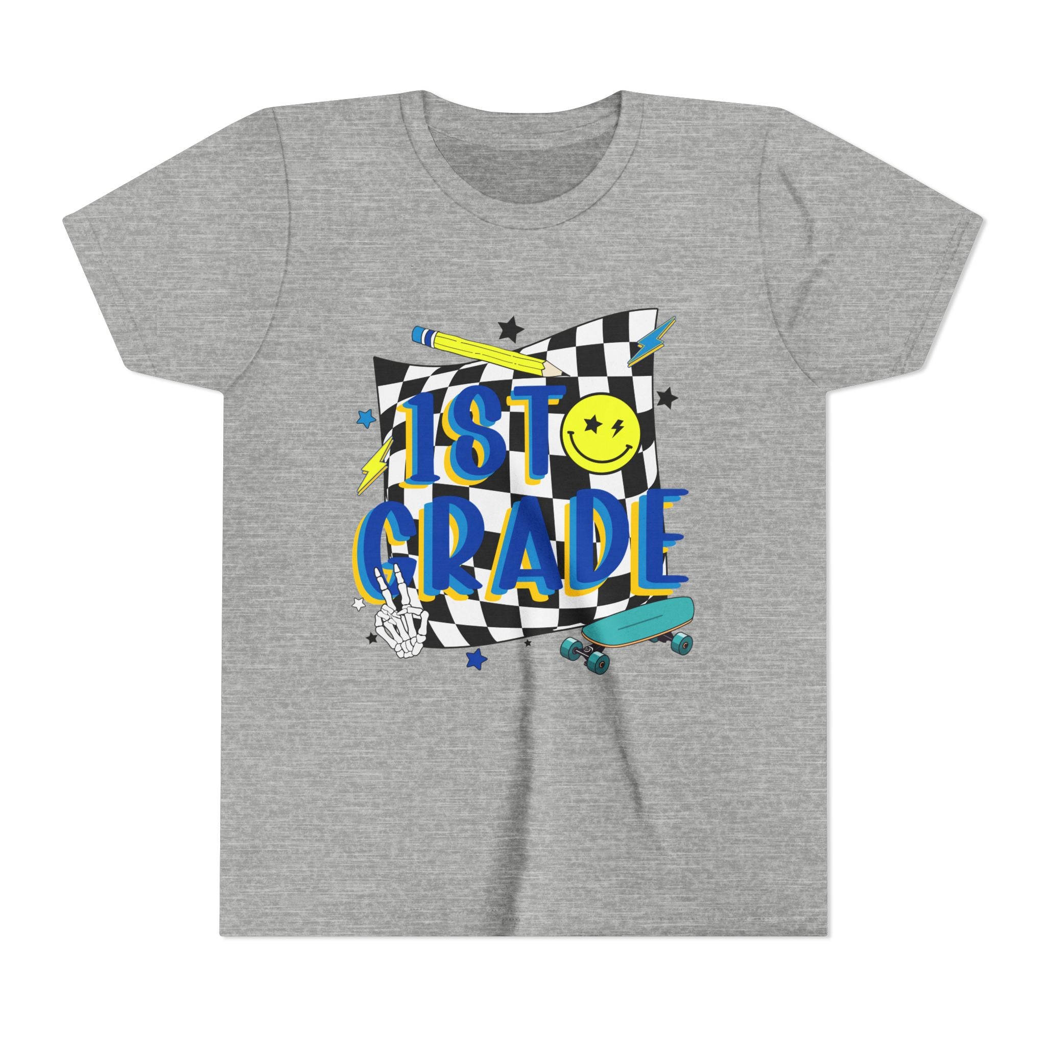 1st Grade Youth T‑Shirt - Colorful Skateboard Back-to-School Tee