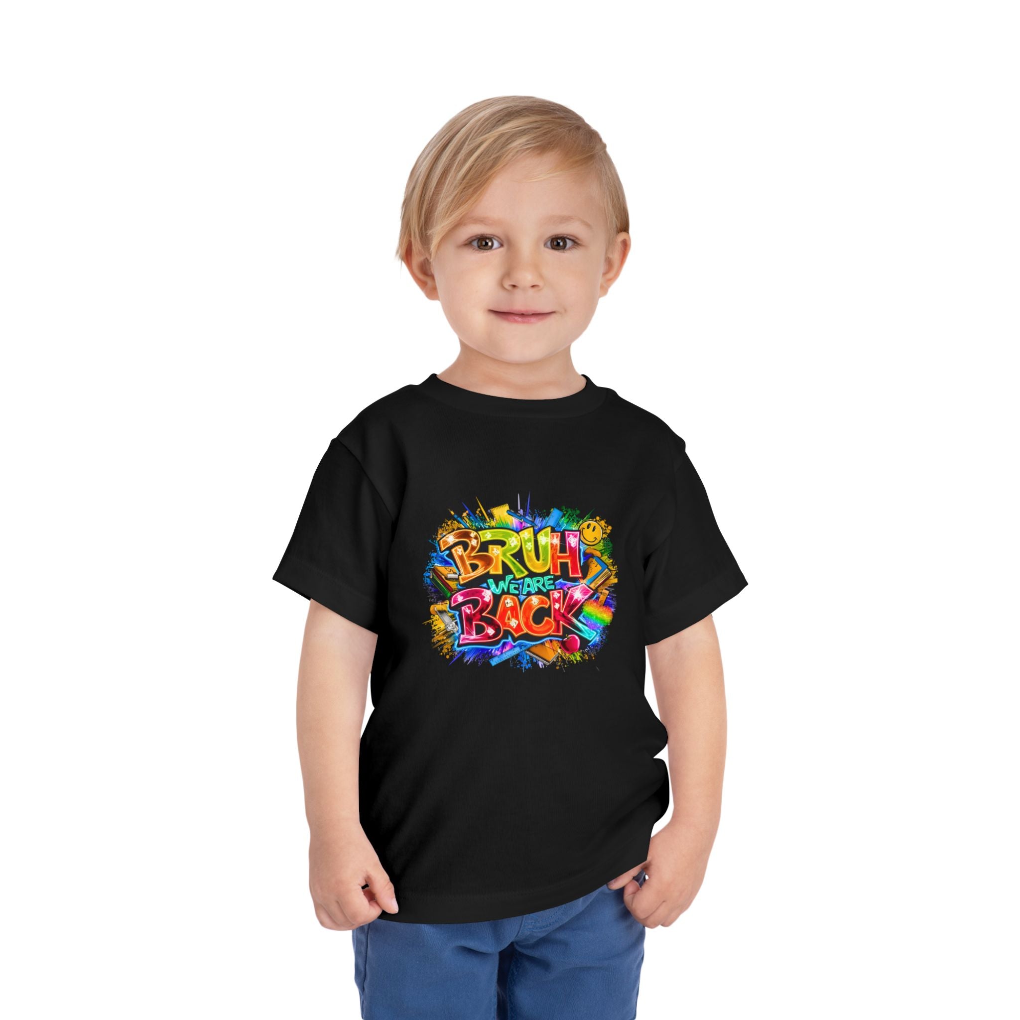 Toddler Tee — Colorful "Bruh We Are Back" Graphic Shirt