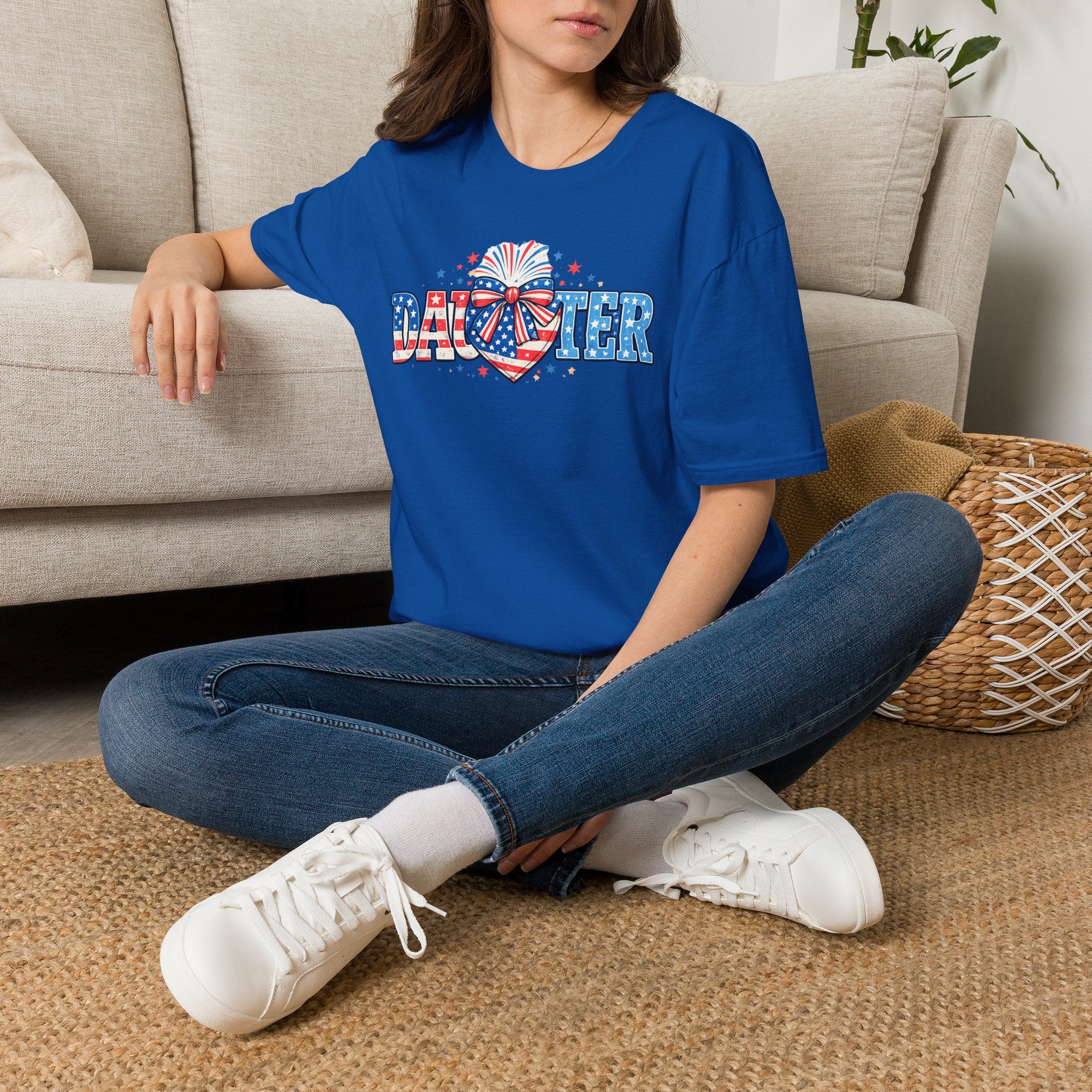 Daughter Patriotic Tee — USA Flag Heart Fireworks Design