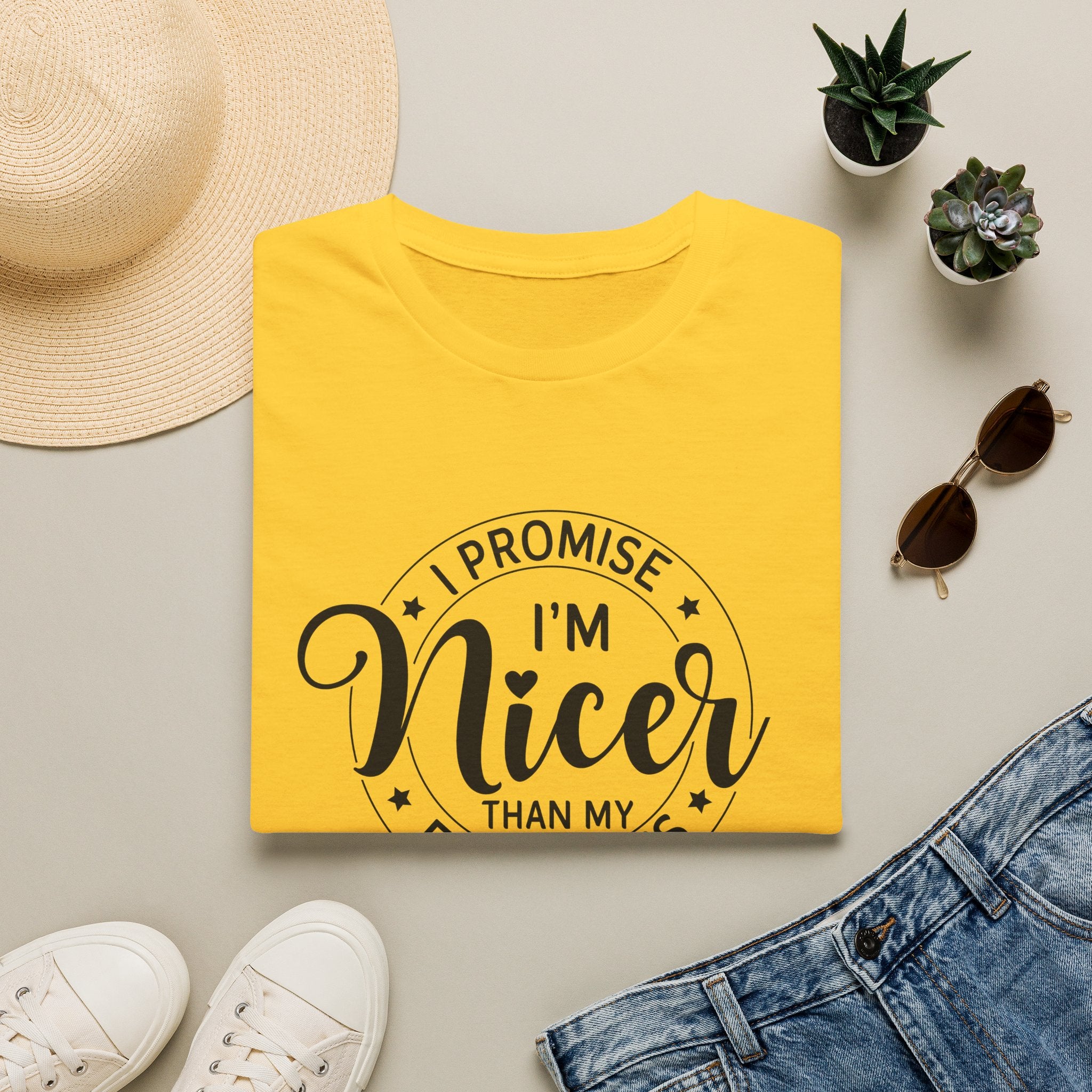 "I Promise I’m Nicer Than My Face Looks" Funny Sarcastic Graphic Tee