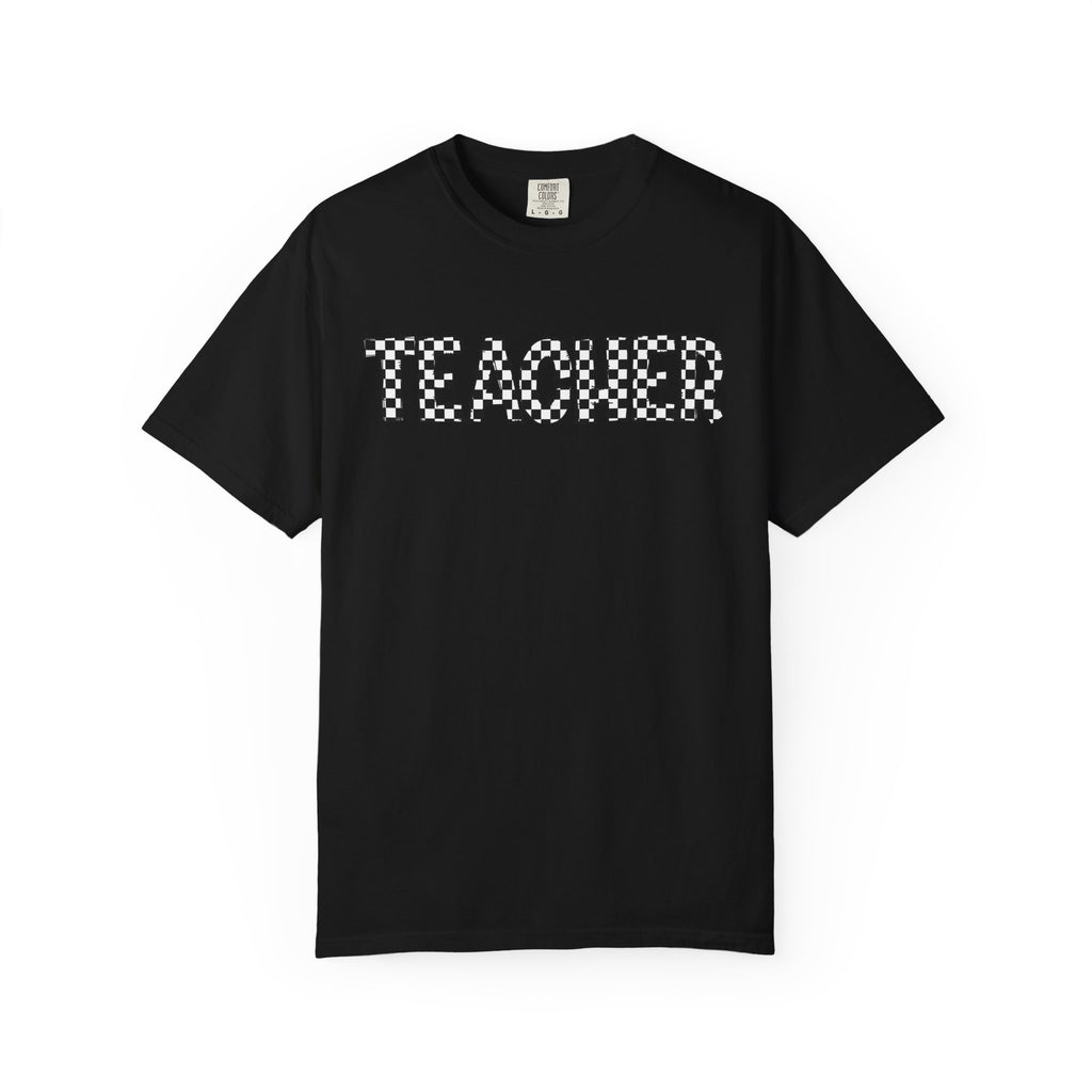 Teacher Checkerboard Graphic Tee — Fun Back-to-School Gift for Educators
