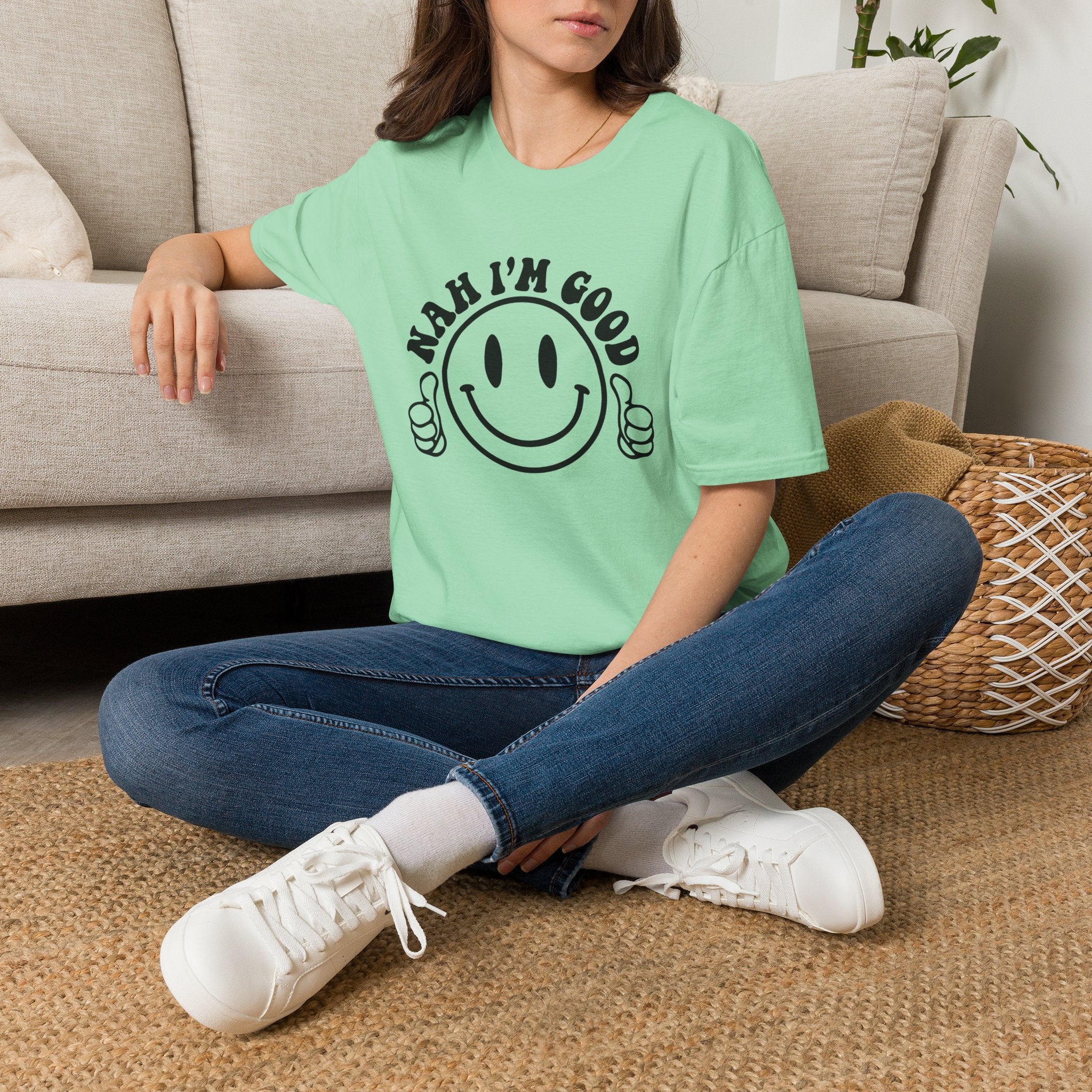 Nah I'm Good Smiley T-Shirt — Thumbs-Up Retro Graphic Tee