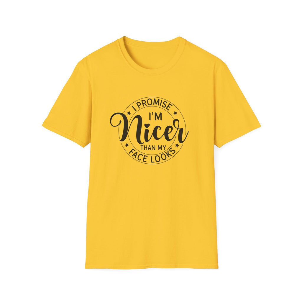 "I Promise I’m Nicer Than My Face Looks" Funny Sarcastic Graphic Tee