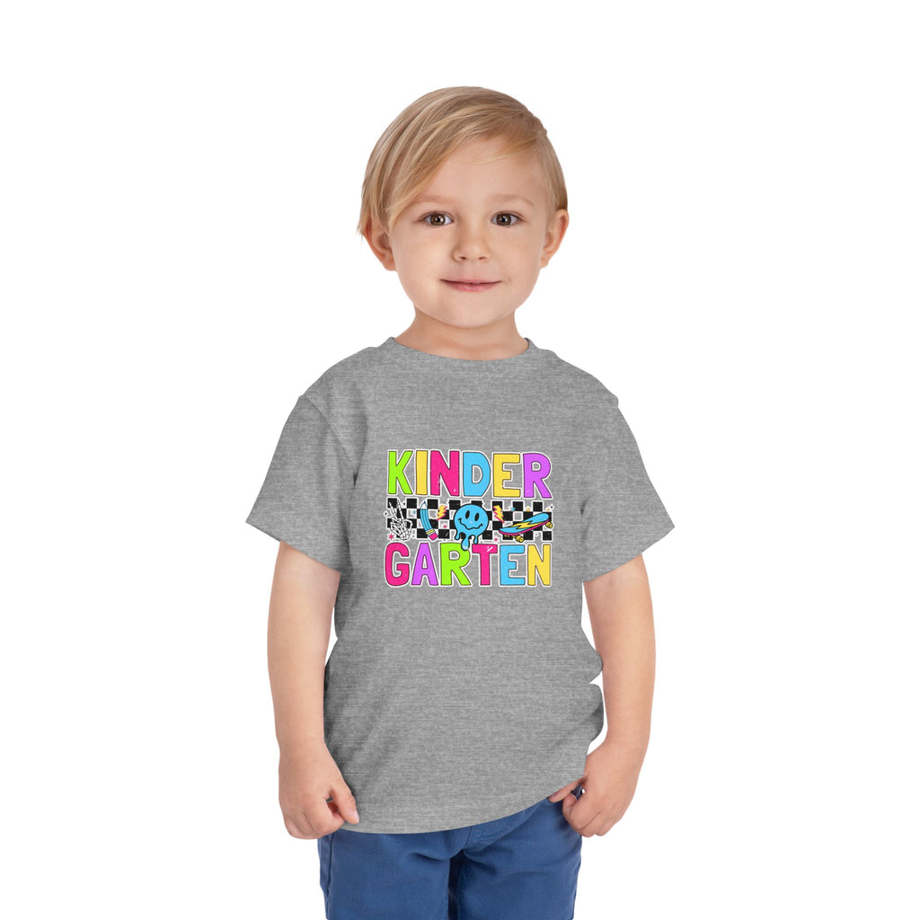 KinderGarten Toddler Tee - Colorful Checker Smiley Back-to-School Shirt