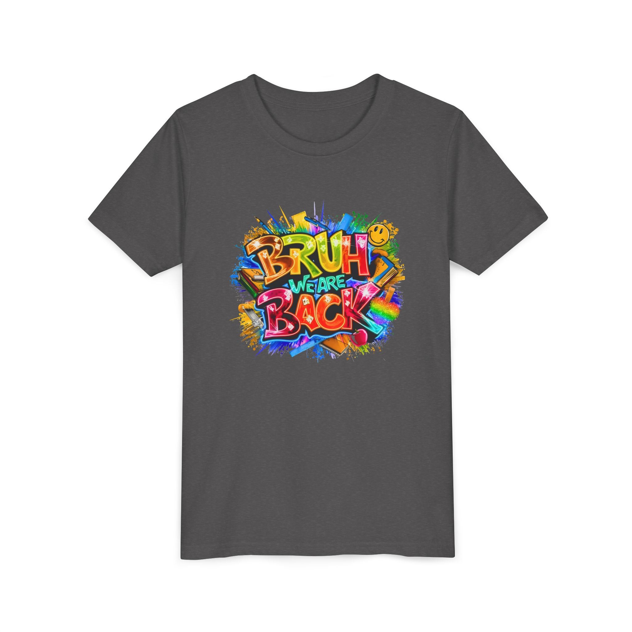 Youth Tee — Colorful "Bruh We Are Back" Graffiti Graphic Shirt