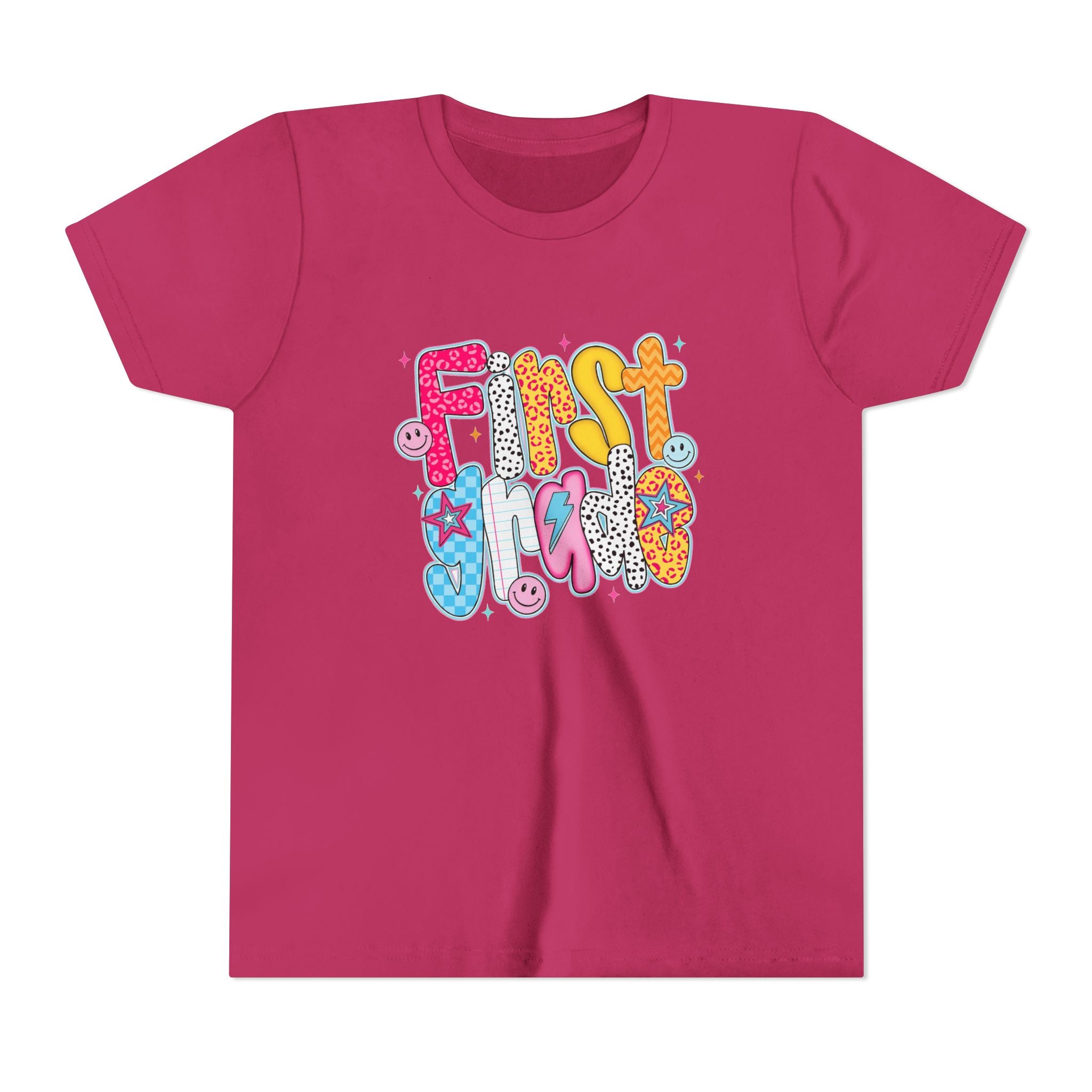 First Grade Youth Tee — Colorful Back-to-School Graphic Shirt