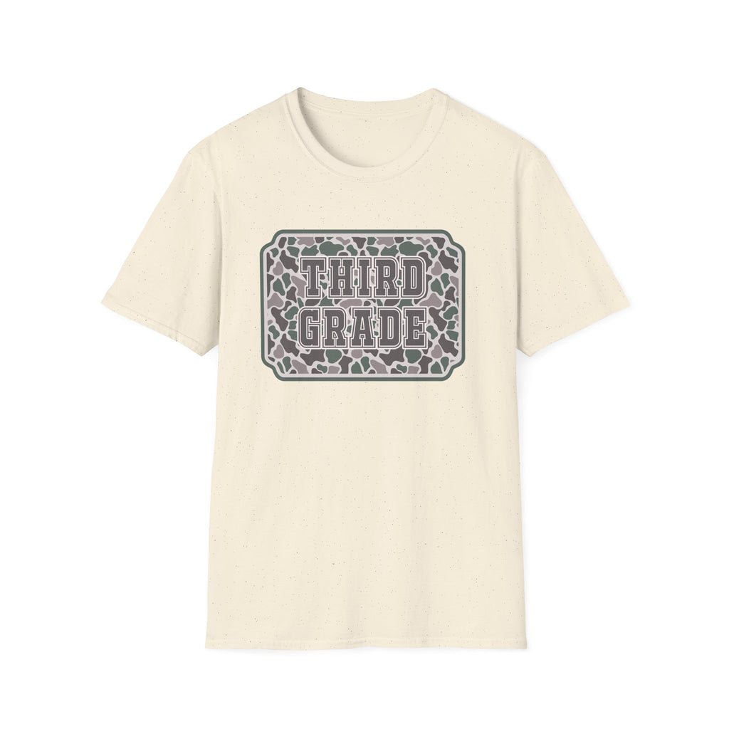 Third Grade Camo T-Shirt — "Third Grade" School Teacher & Student Tee