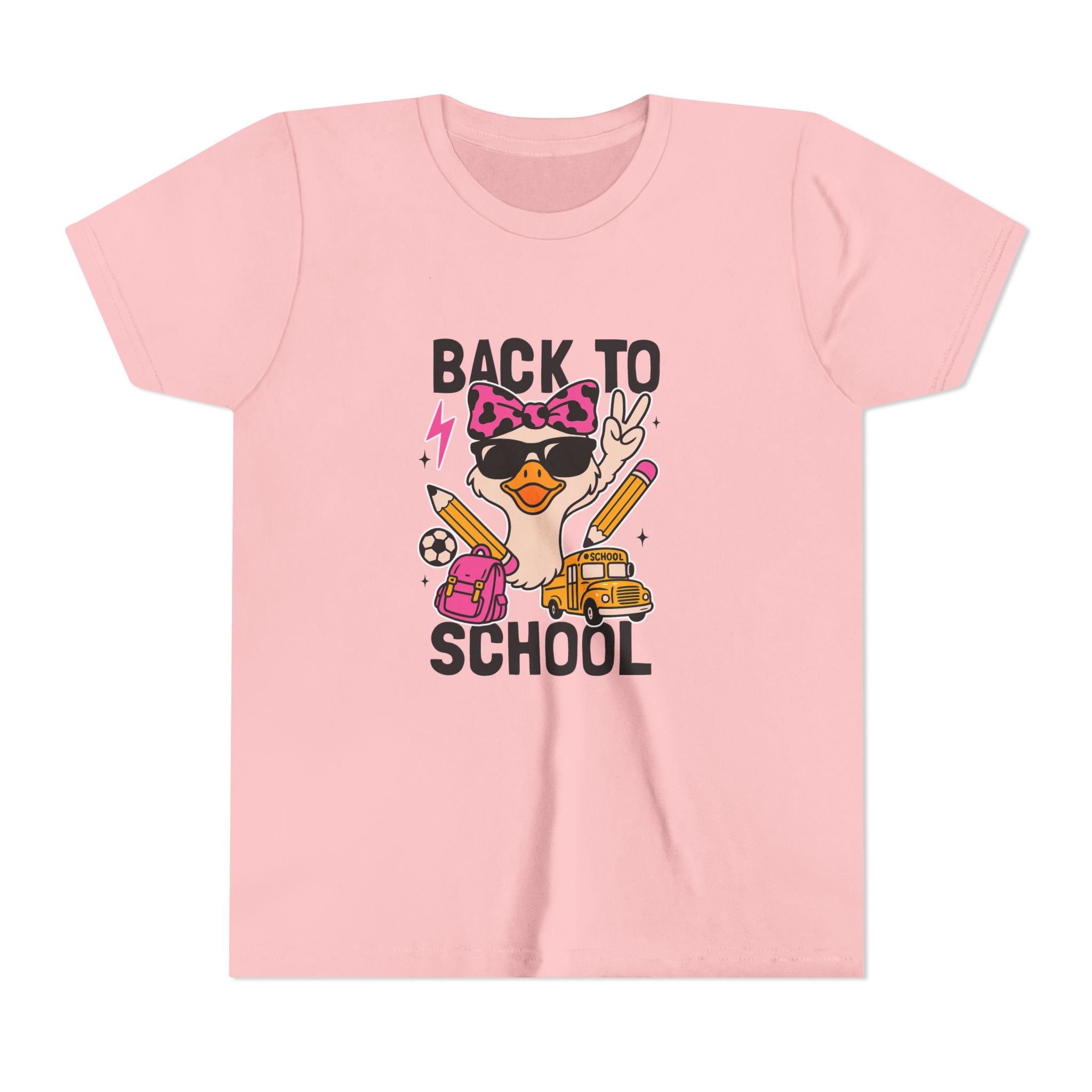 Back to School Kids Tee — Cute Duck with Backpack & School Supplies
