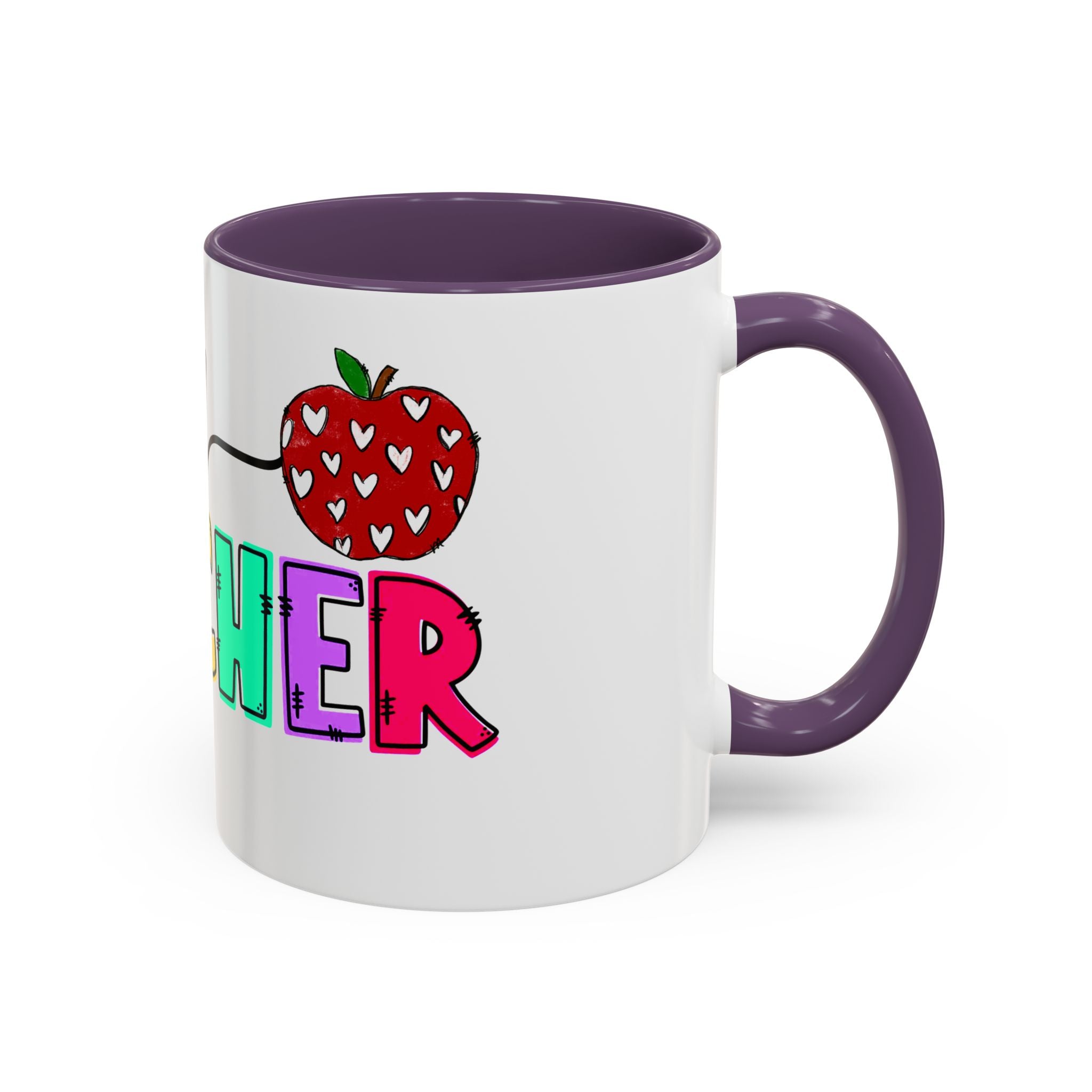 Blessed Teacher Accent Coffee Mug – Colorful Apple Design (11/15oz)