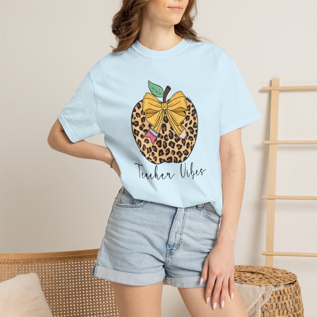 Teacher Vibes Leopard Pumpkin T-Shirt - Cute Fall Teacher Gift