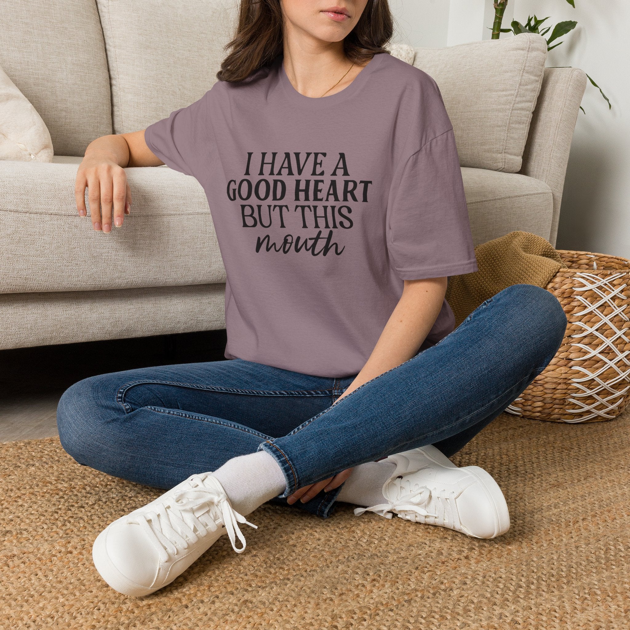 “I Have a Good Heart But This Mouth” Funny Sarcastic Tee