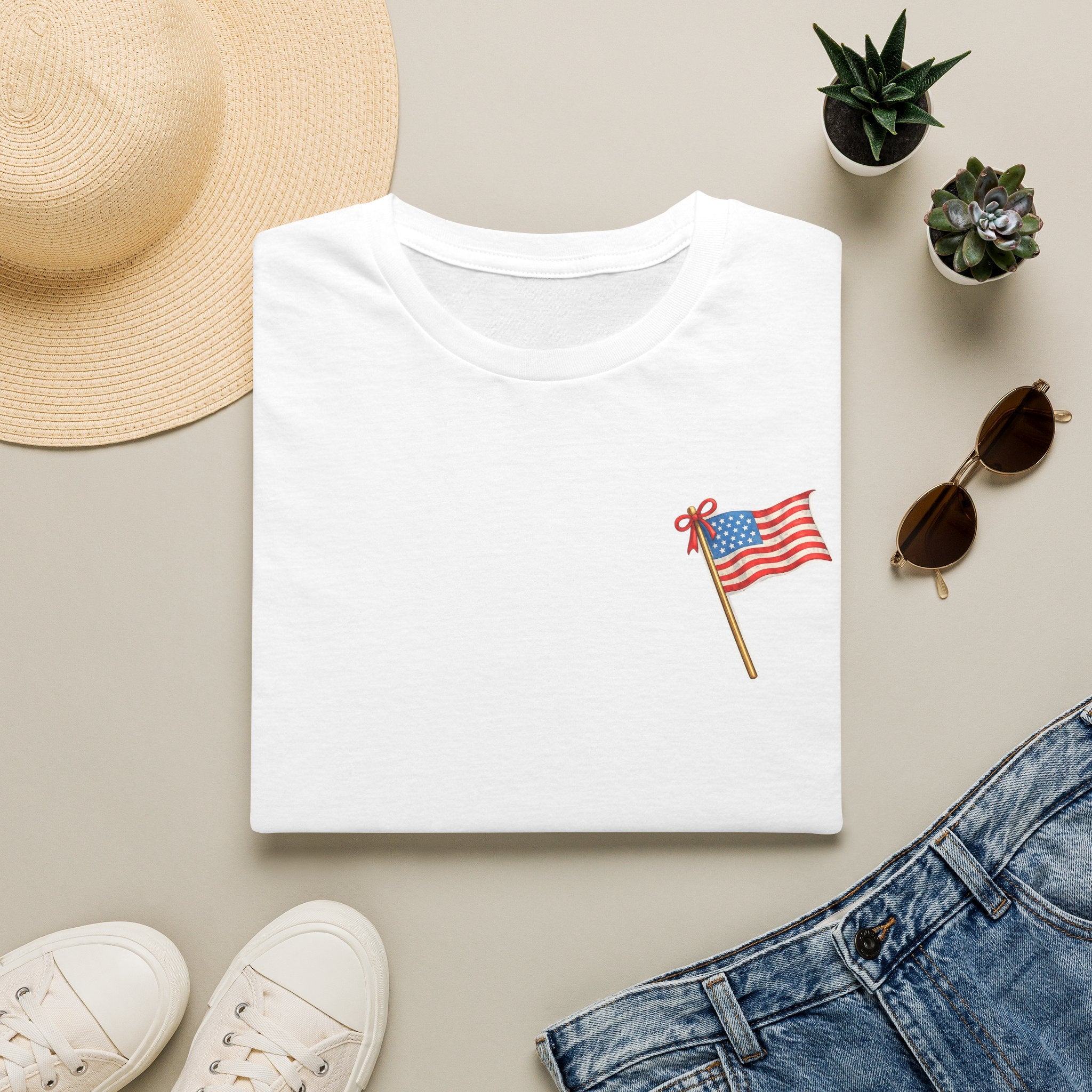 Pocket Flag T-Shirt — Small American Flag Chest Tee
