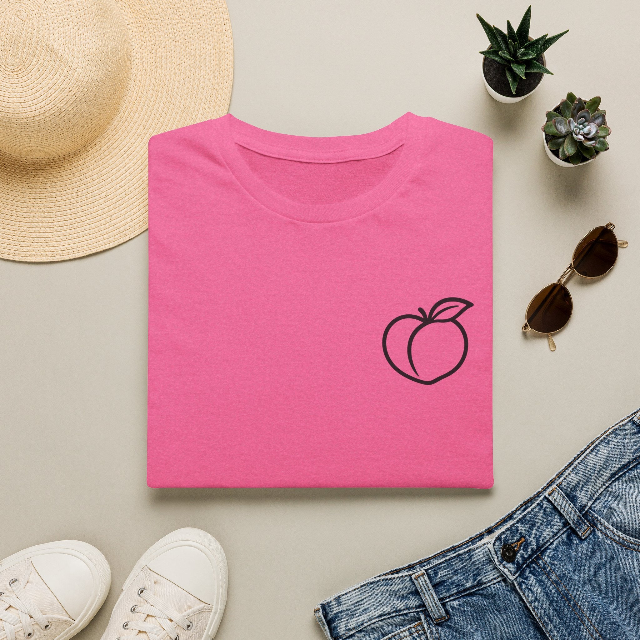 Peach Outline T‑Shirt — Minimal Fruit Graphic Tee