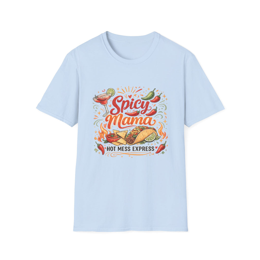Spicy Mama T‑Shirt — Hot Mess Express Chili & Margarita Graphic Tee