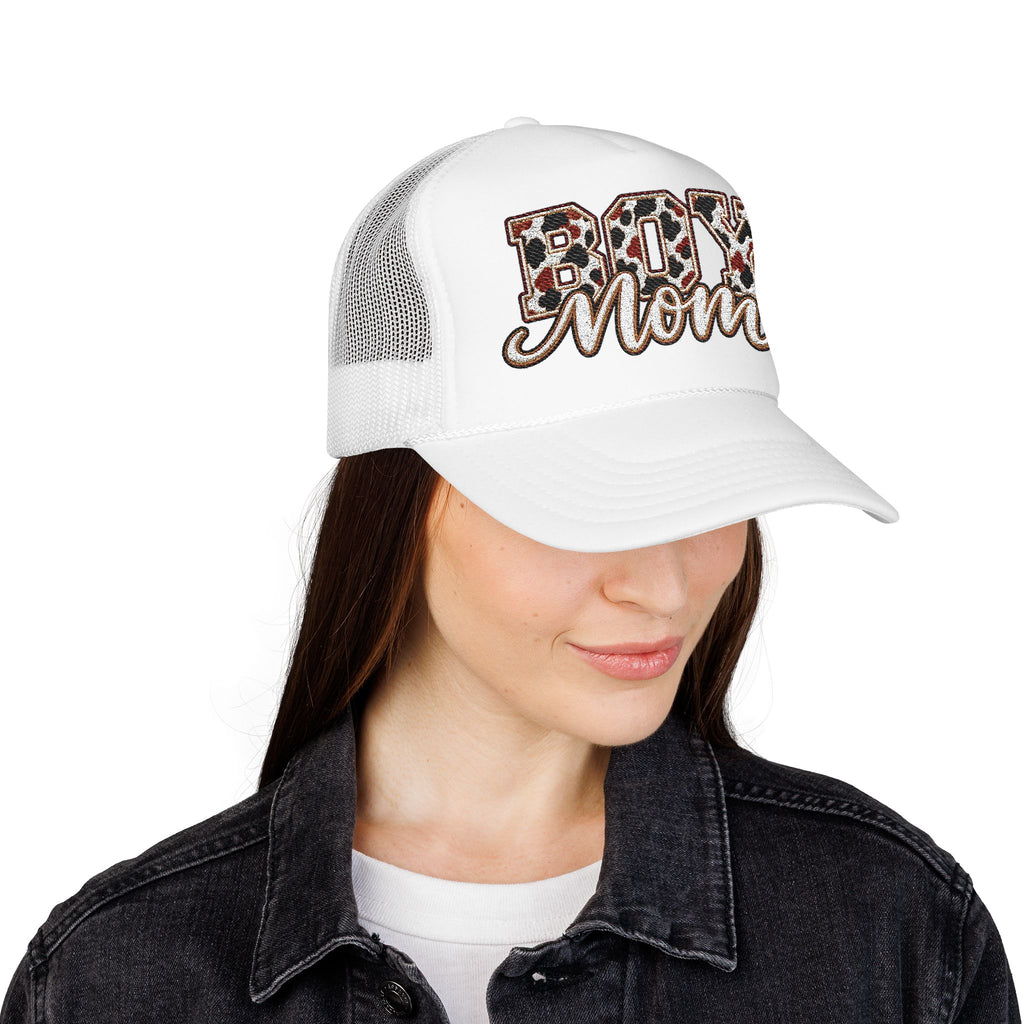 Boy Mom Leopard Foam Trucker Hat
