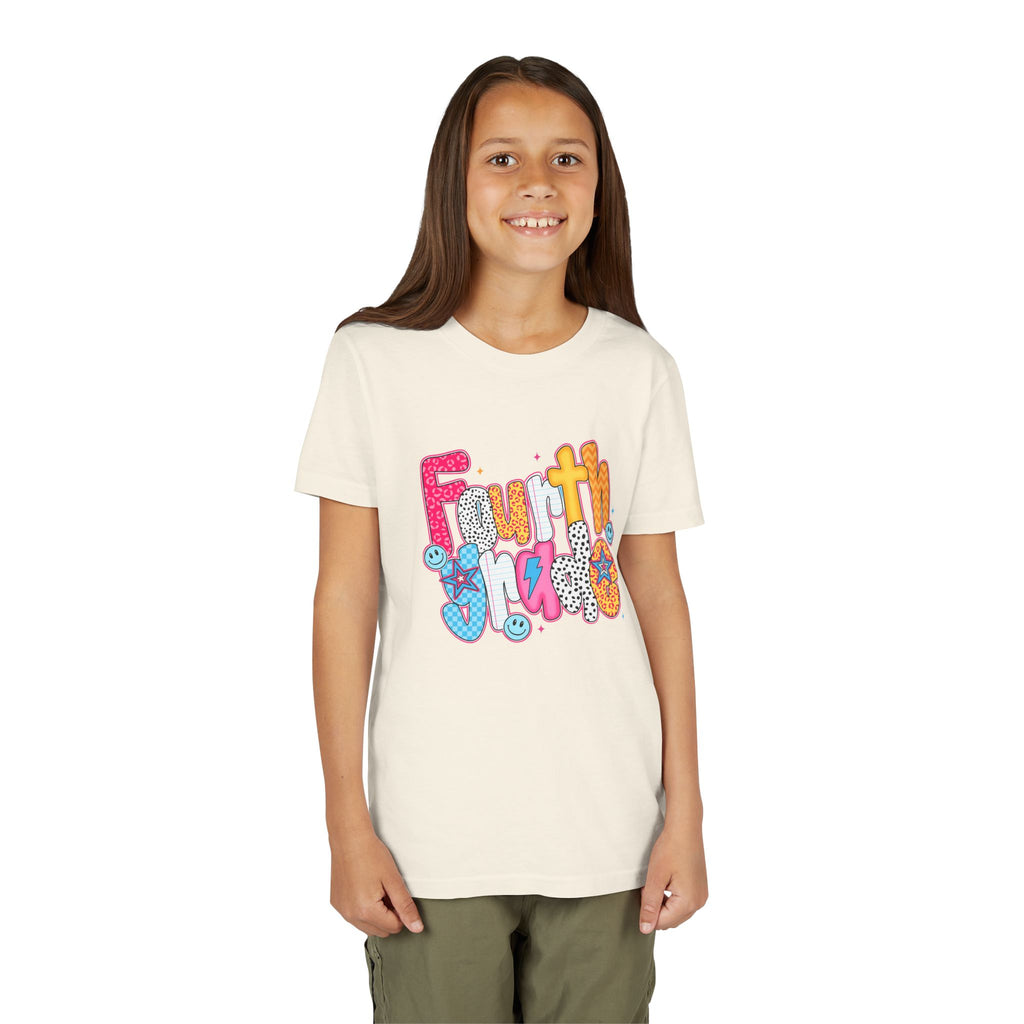 Fourth Grade Cute Youth Tee – Colorful Smiley School Shirt for Kids