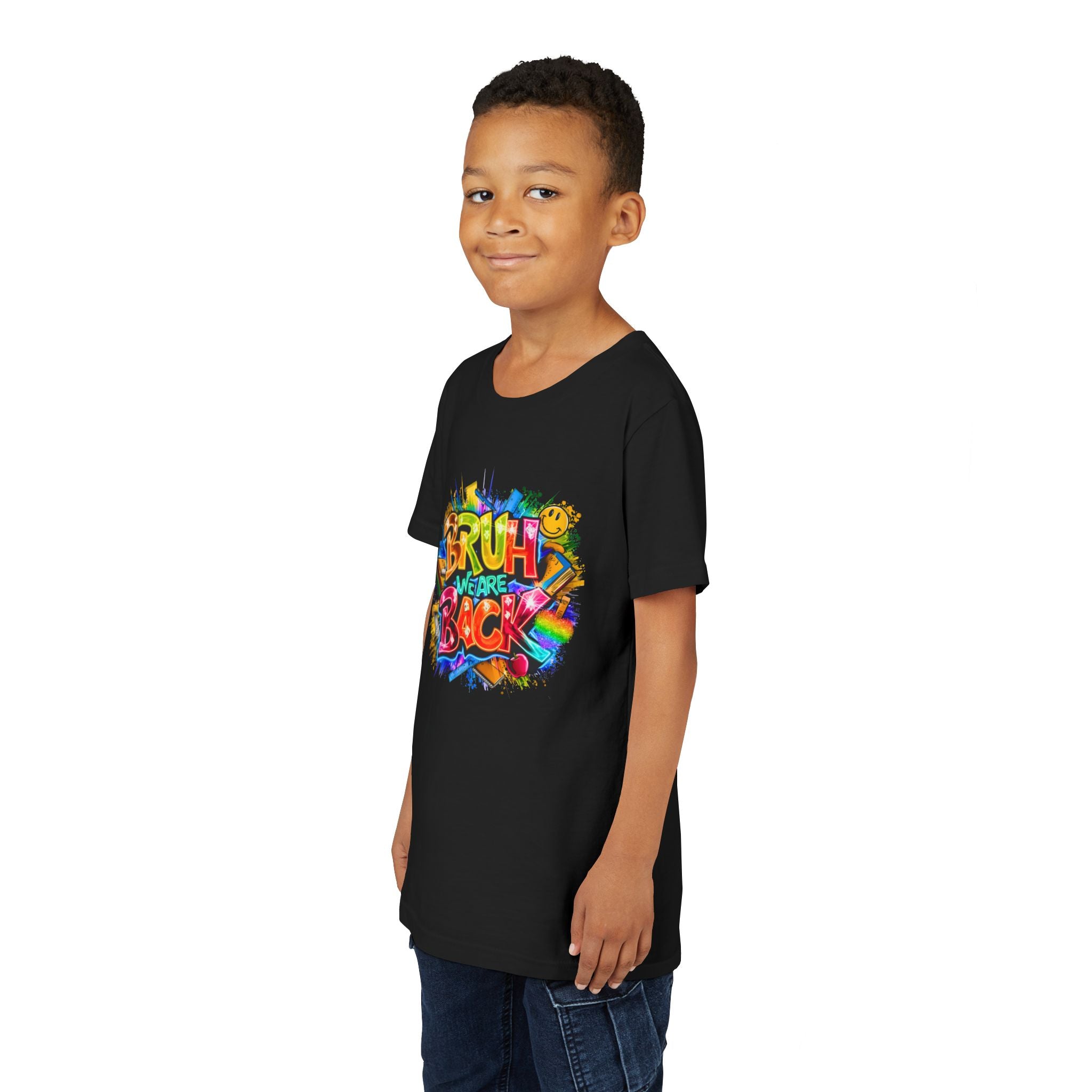 Youth Tee — Colorful "Bruh We Are Back" Graffiti Graphic Shirt