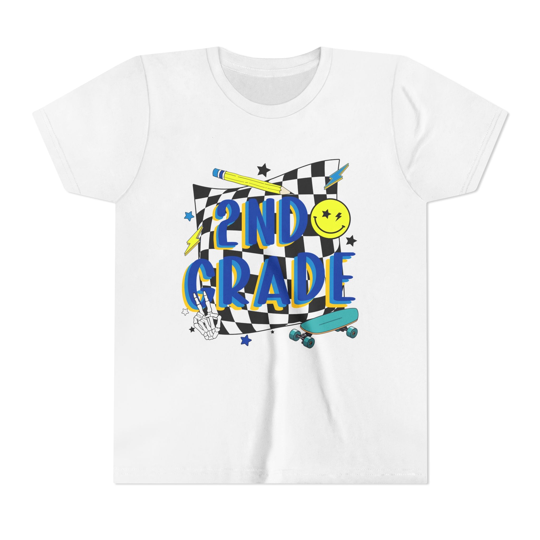 2nd Grade Kids T‑Shirt — Colorful Back-to-School Skateboard Design
