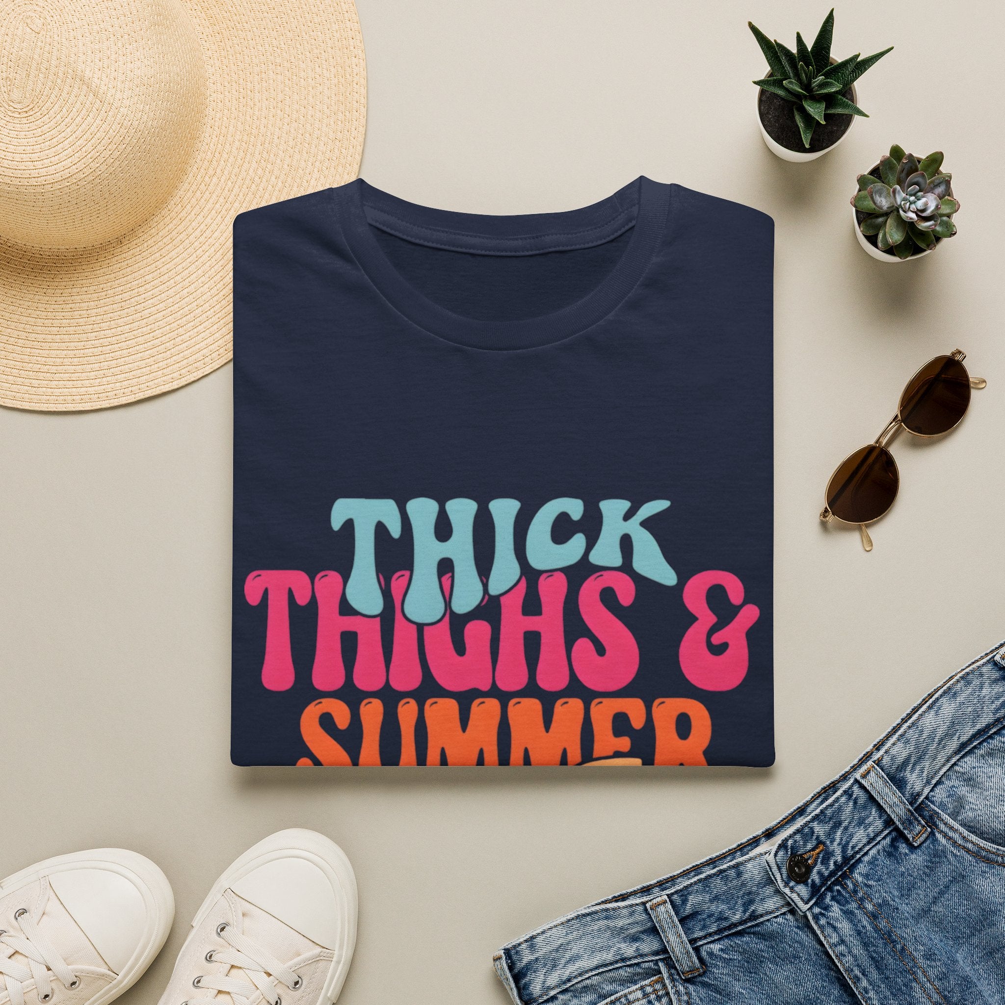 T-Shirt — Thick Thighs & Summer Vibes Retro Graphic Tee