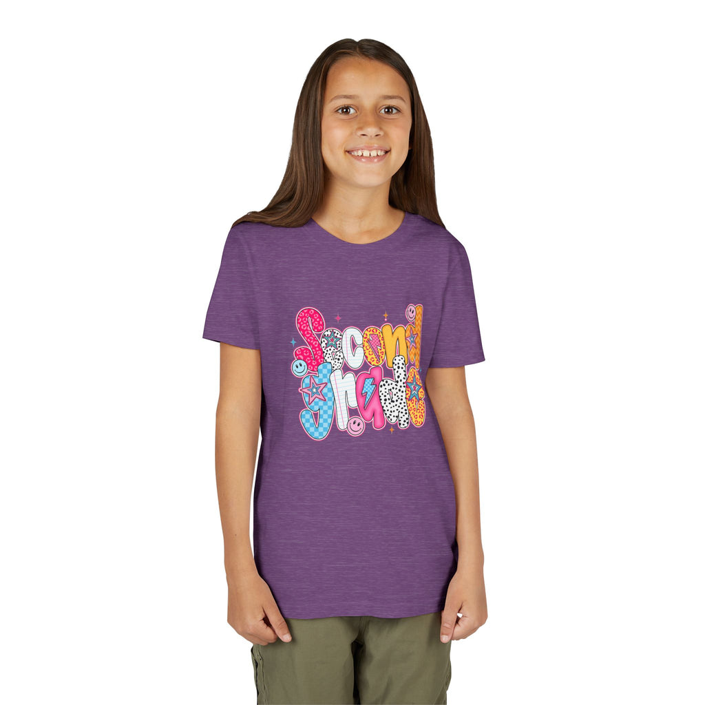 Youth Tee — Colorful 'Second Grade' Playful Retro Graphic