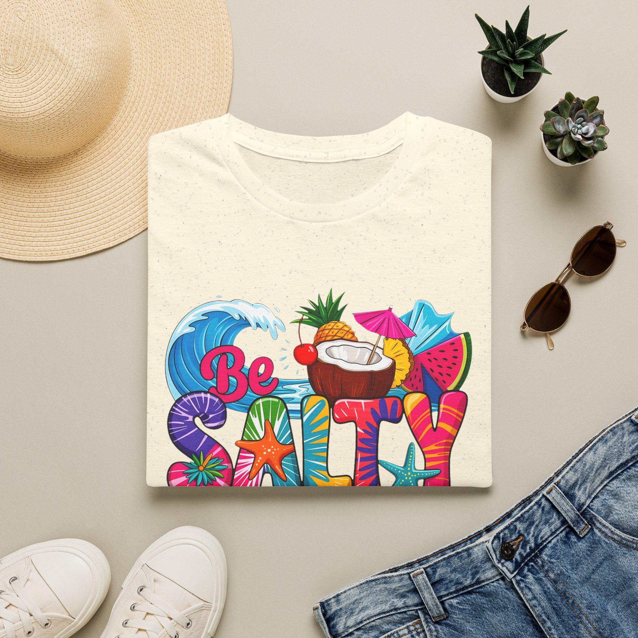 Be Salty Beach T-Shirt — Tropical Coconut & Surf Summer Tee