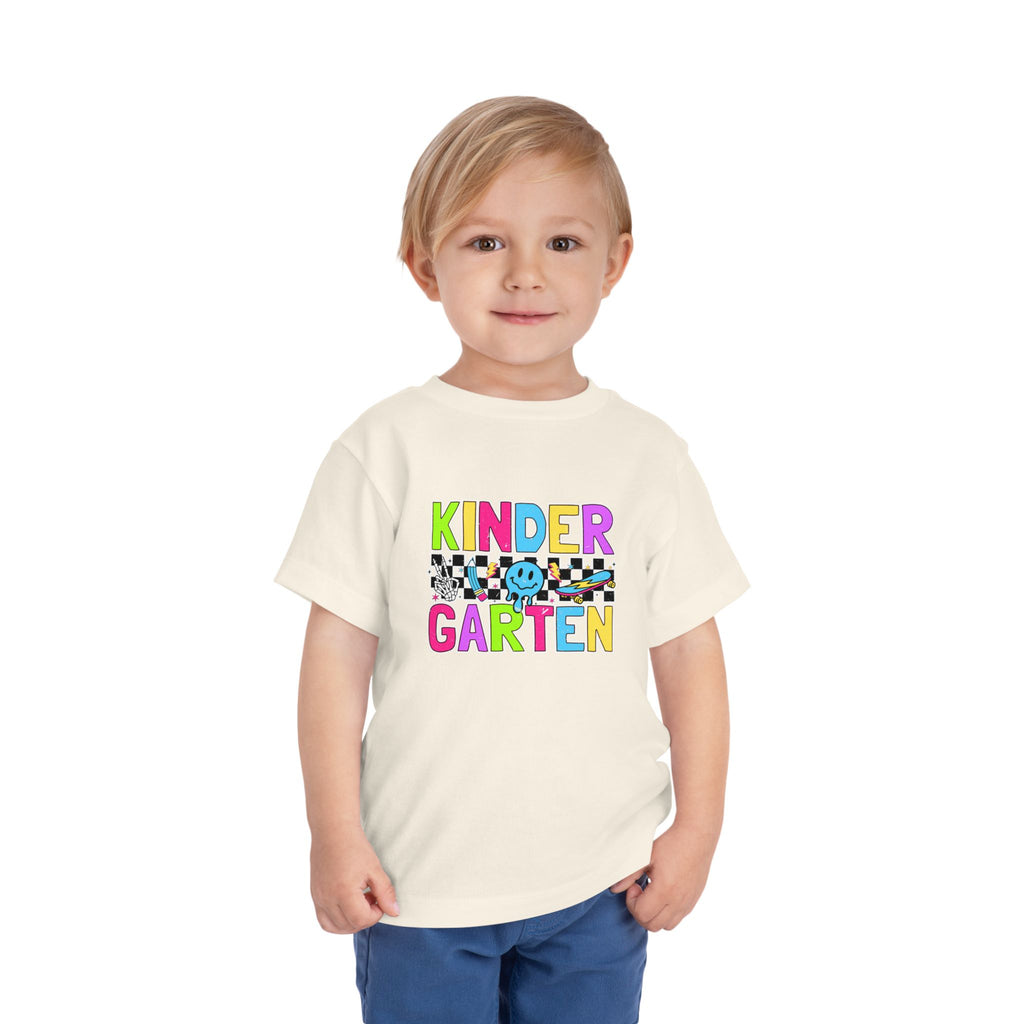 KinderGarten Toddler Tee - Colorful Checker Smiley Back-to-School Shirt