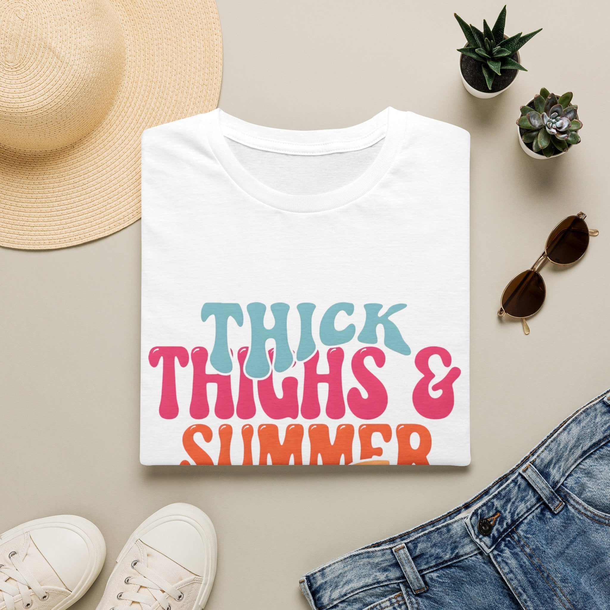 T-Shirt — Thick Thighs & Summer Vibes Retro Graphic Tee
