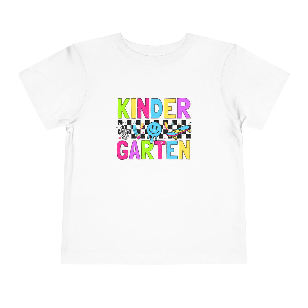 KinderGarten Toddler Tee - Colorful Checker Smiley Back-to-School Shirt