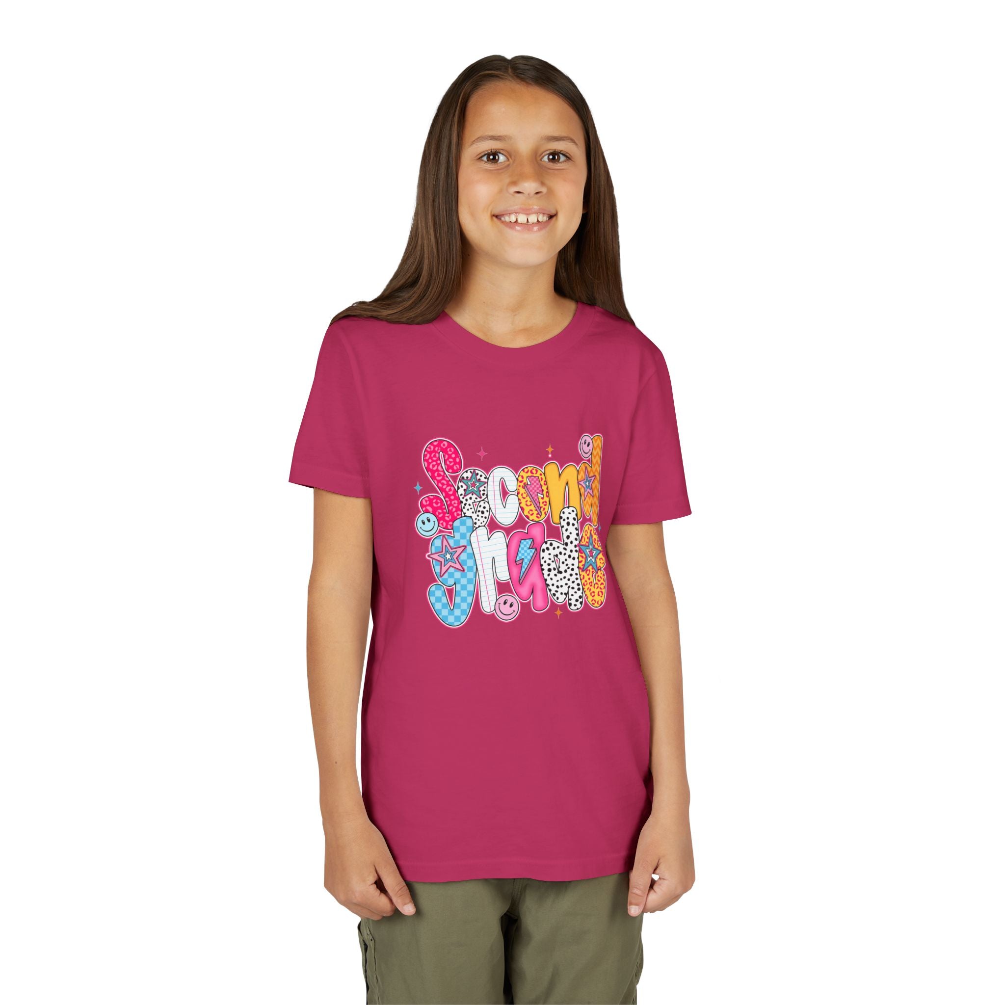 Youth Tee — Colorful 'Second Grade' Playful Retro Graphic