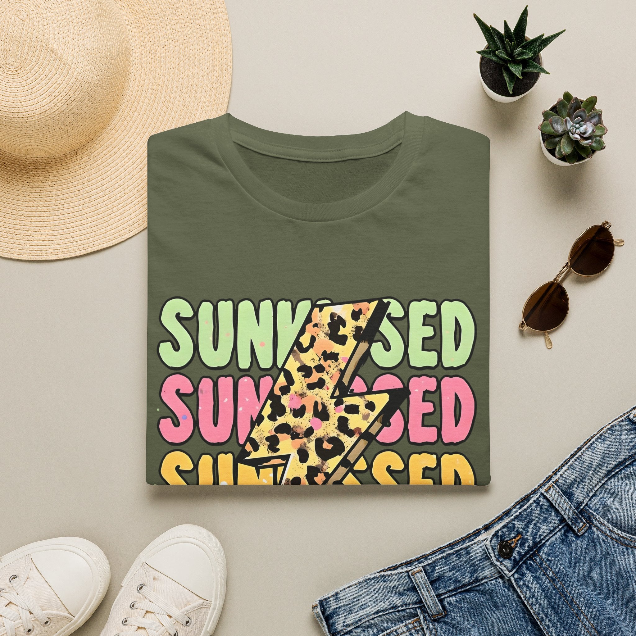 Sunkissed Retro Leopard Lightning T‑Shirt