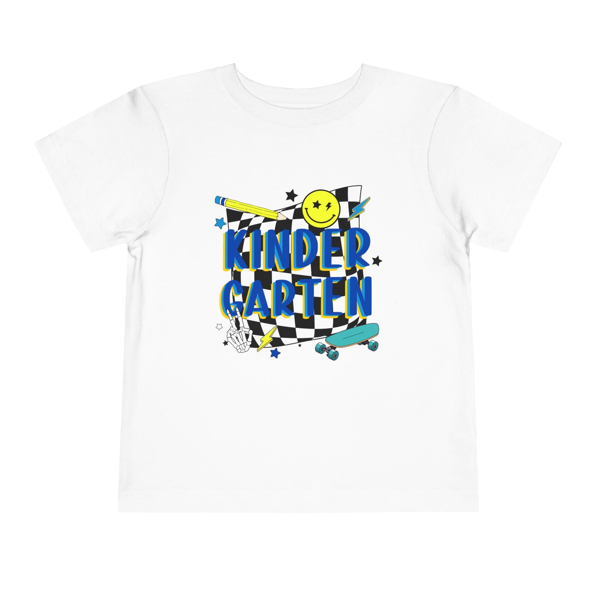 Kindergarten Toddler Tee — Smiley Skateboard Back-to-School Shirt
