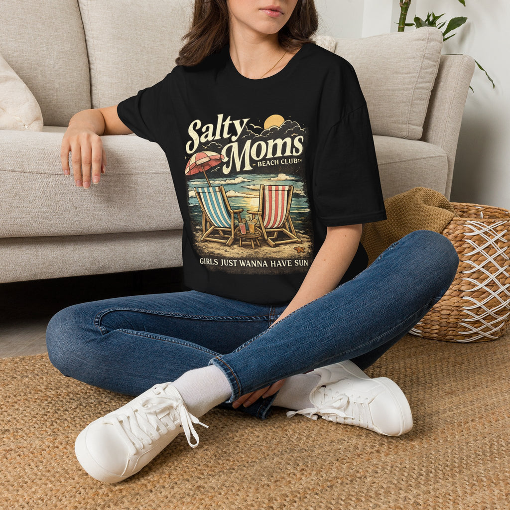 Salty Moms Beach Club T-Shirt — Vintage Coastal Mom Tee