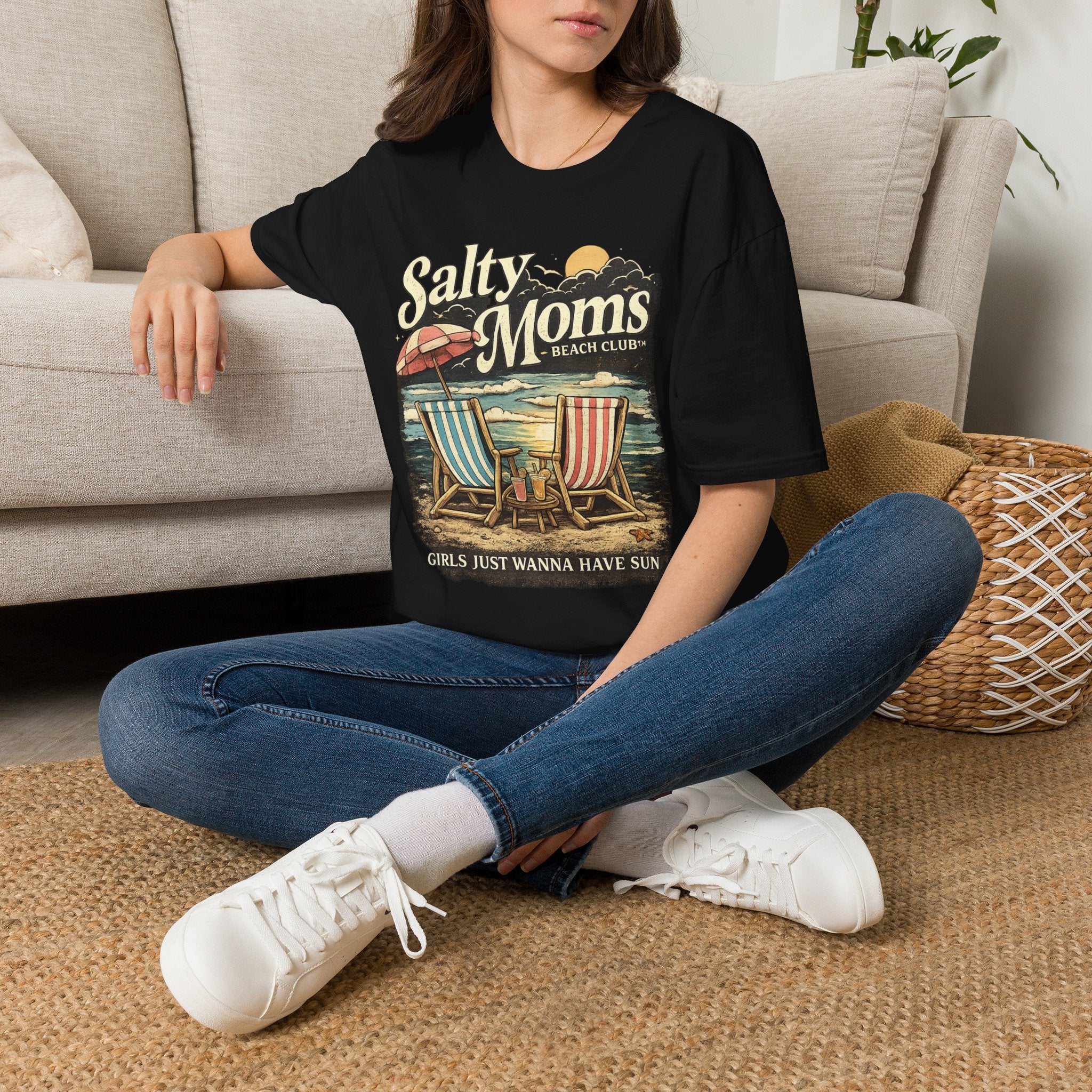 Salty Moms Beach Club T-Shirt — Vintage Coastal Mom Tee