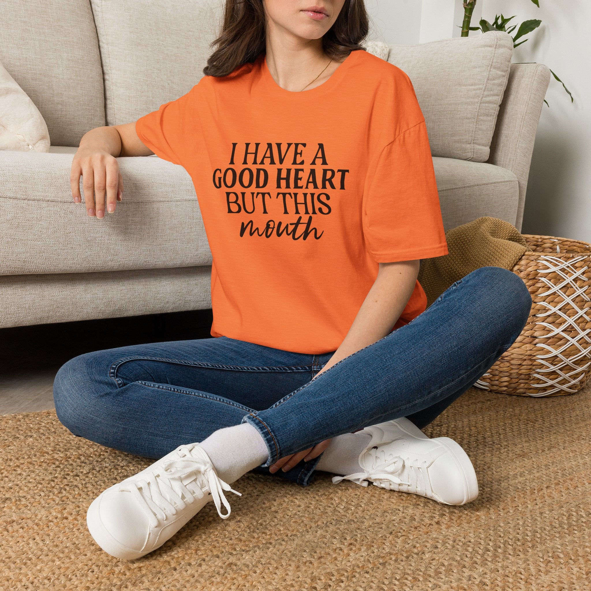 “I Have a Good Heart But This Mouth” Funny Sarcastic Tee