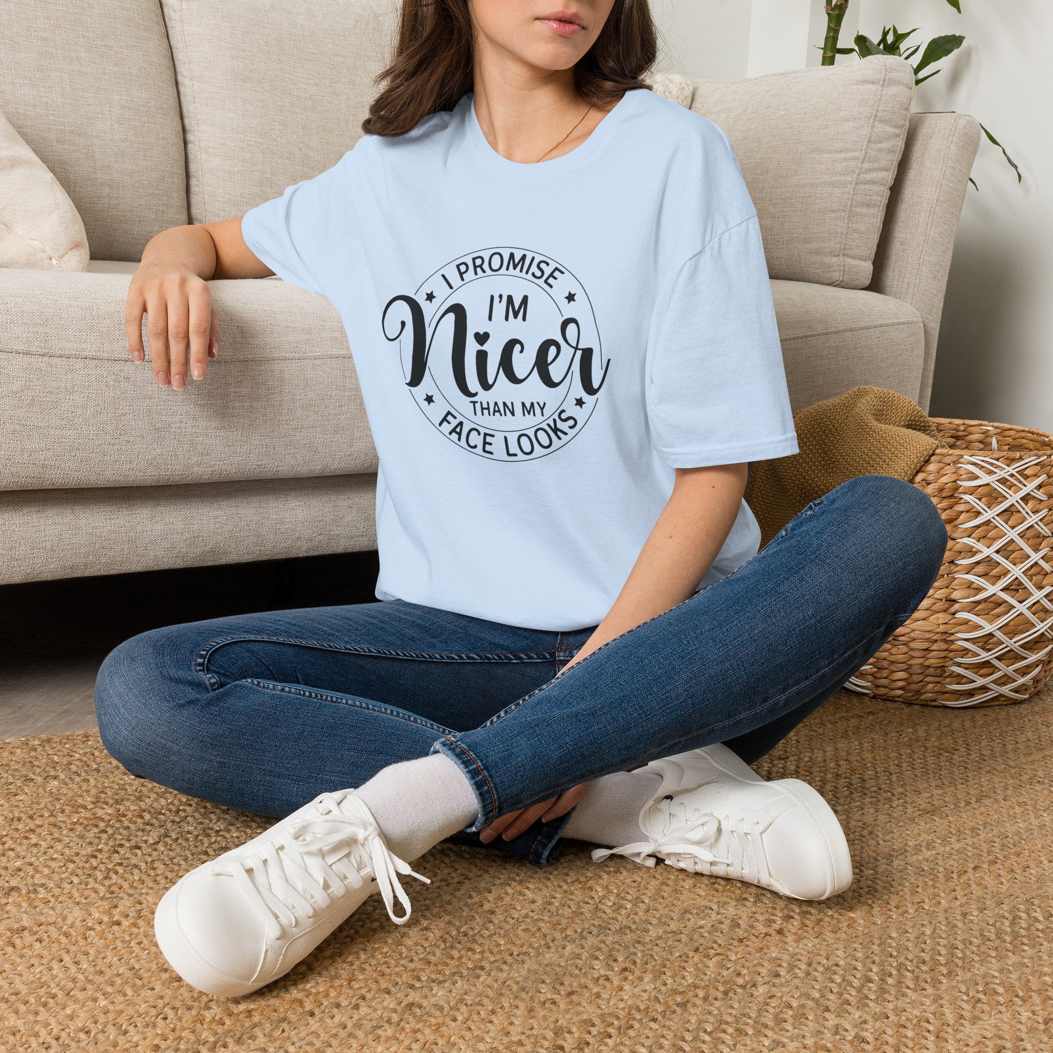 "I Promise I’m Nicer Than My Face Looks" Funny Sarcastic Graphic Tee