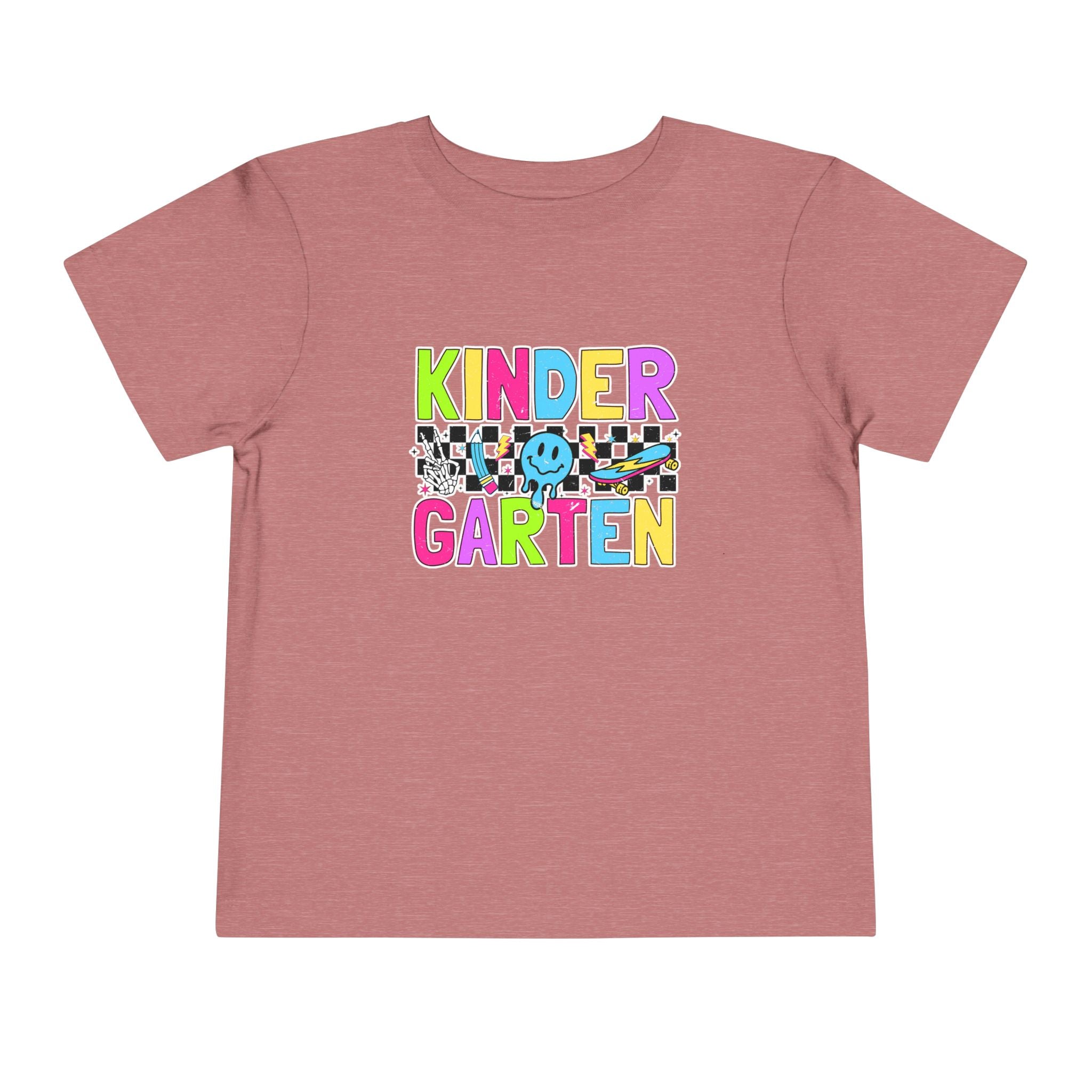 KinderGarten Toddler Tee - Colorful Checker Smiley Back-to-School Shirt