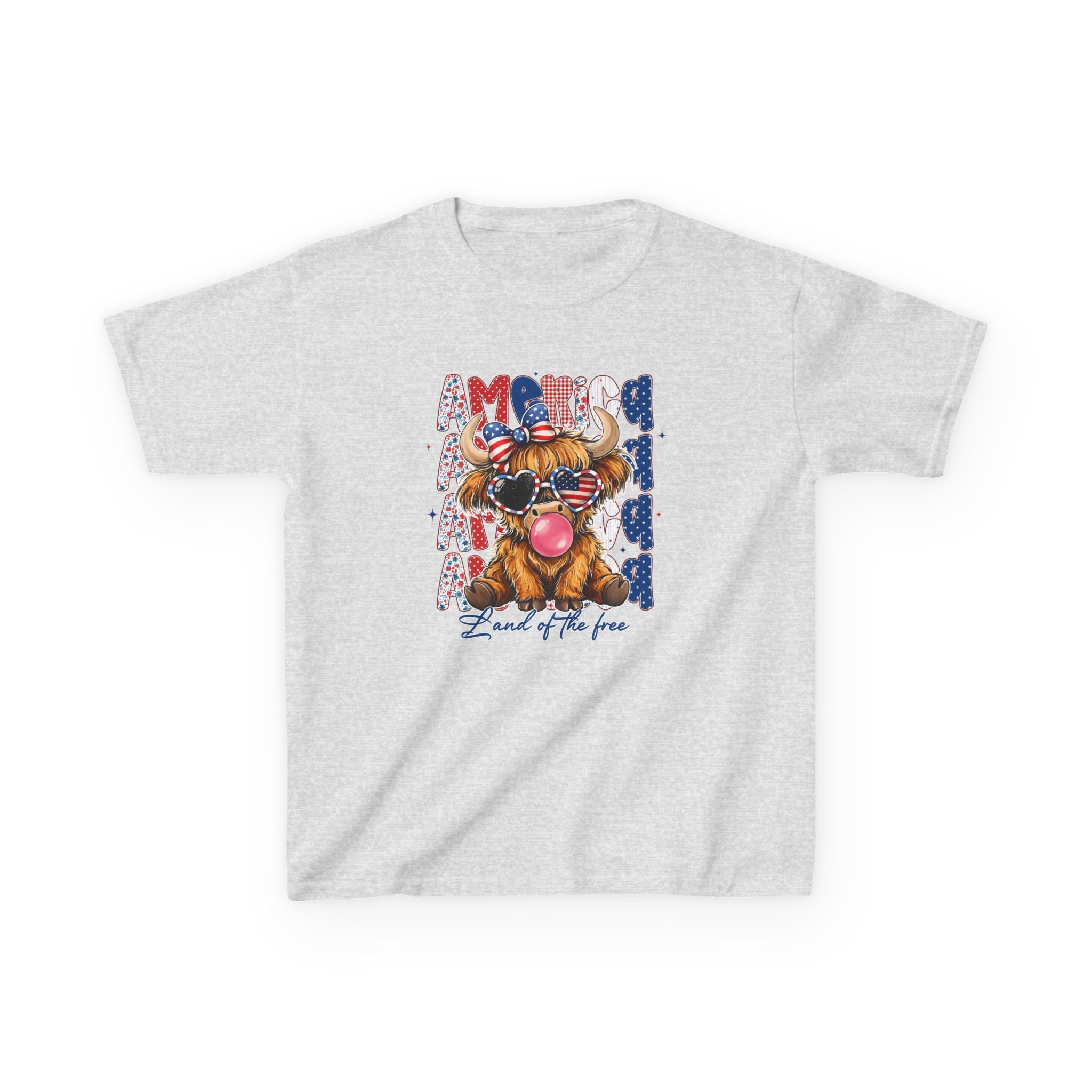 Kids Tee — Patriotic Bulldog "Land of the Free" Fourth of July Shirt