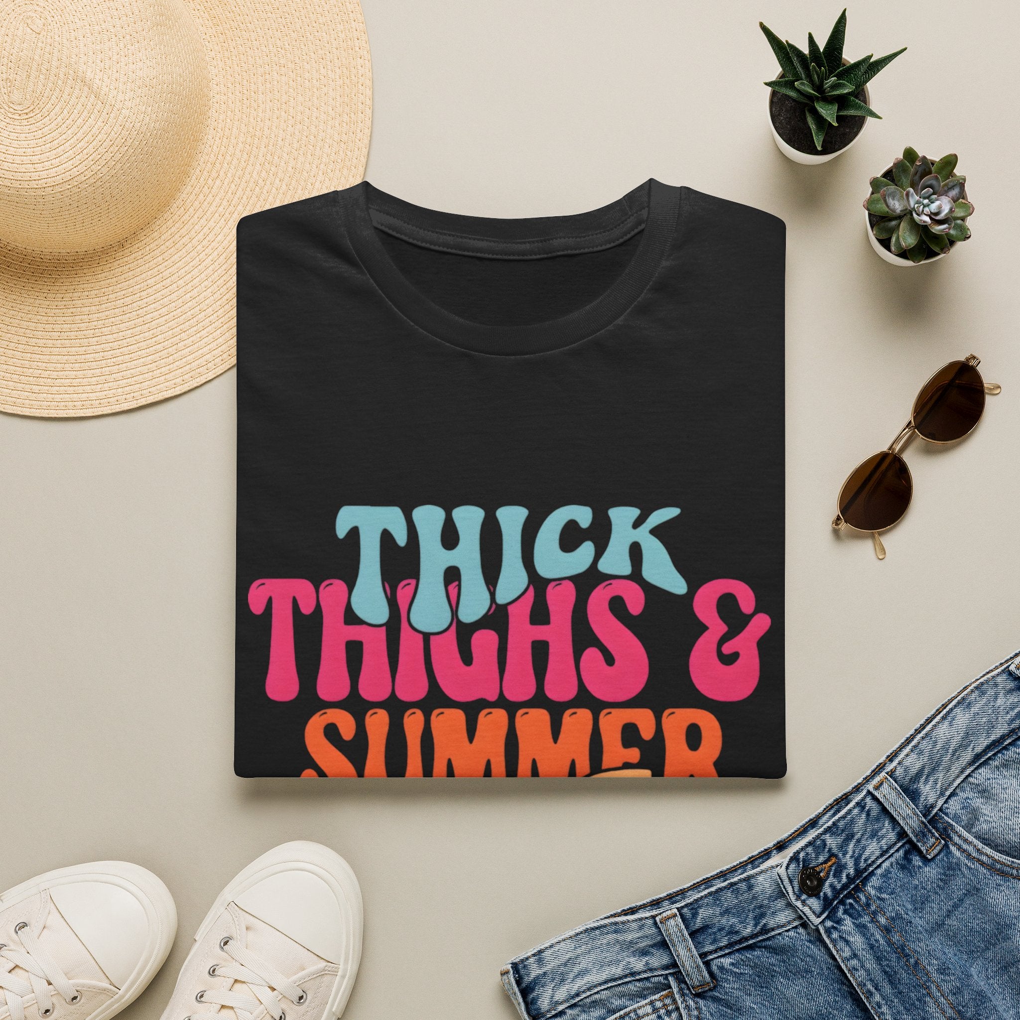 T-Shirt — Thick Thighs & Summer Vibes Retro Graphic Tee