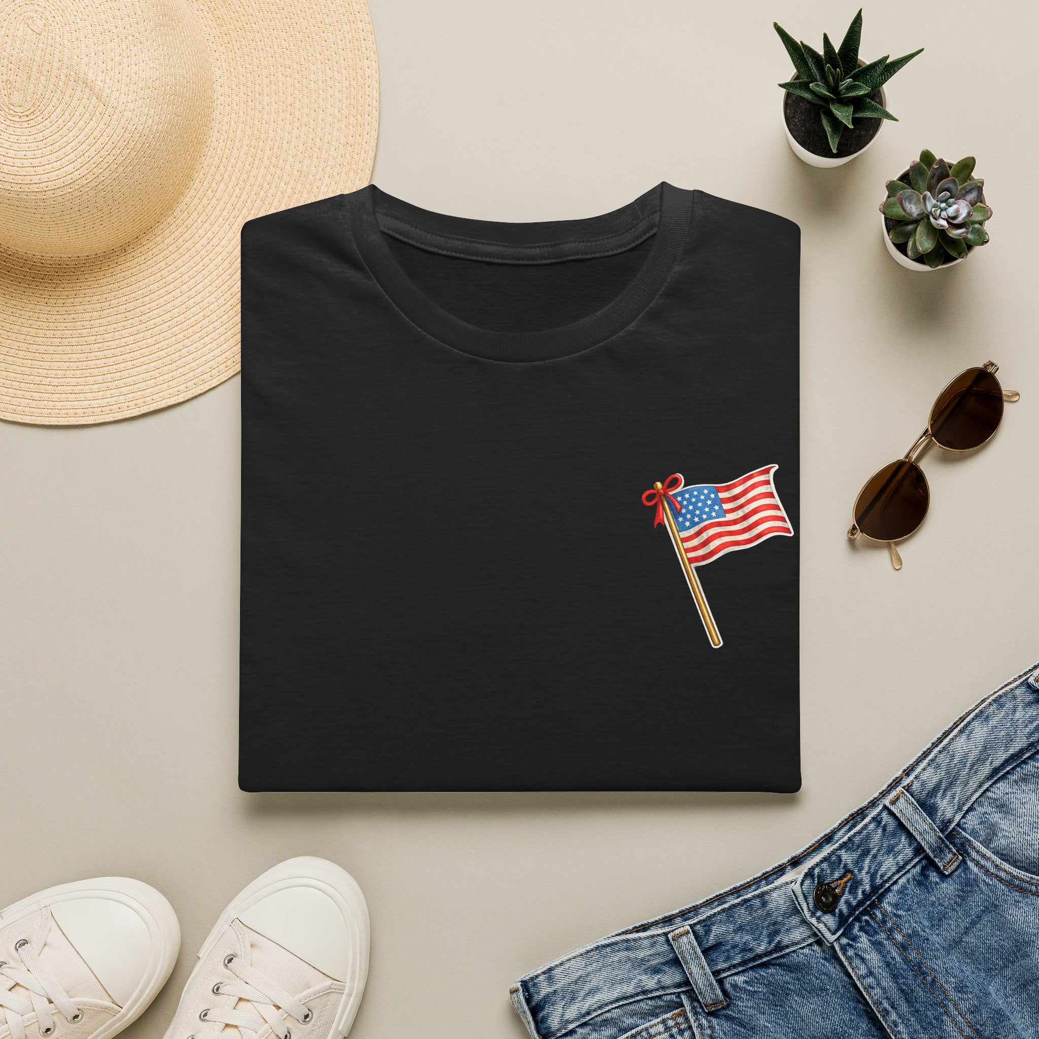 Pocket Flag T-Shirt — Small American Flag Chest Tee