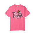 Teacher Apple T-Shirt — Pink Checkered Apple Teacher Tee