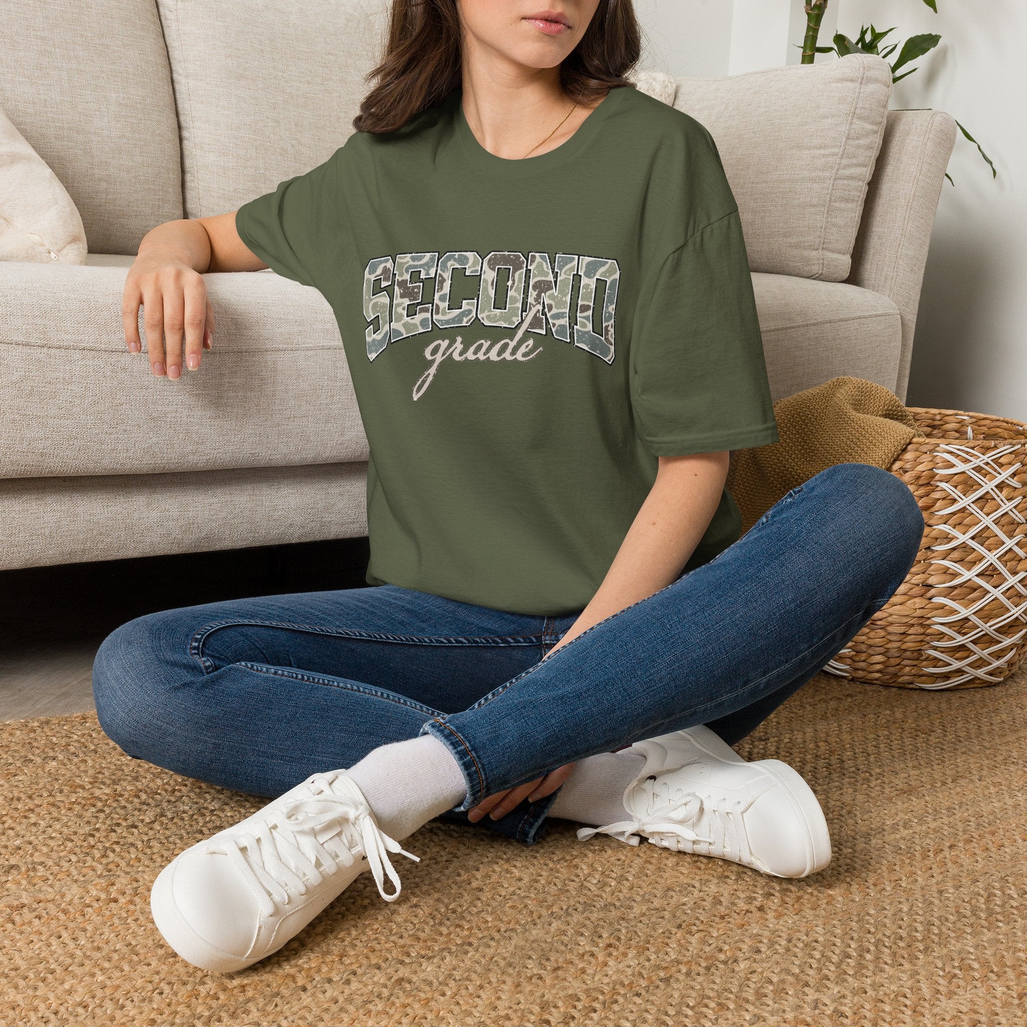 Second Grade Camo T-Shirt — "Second Grade" School Teacher Gift