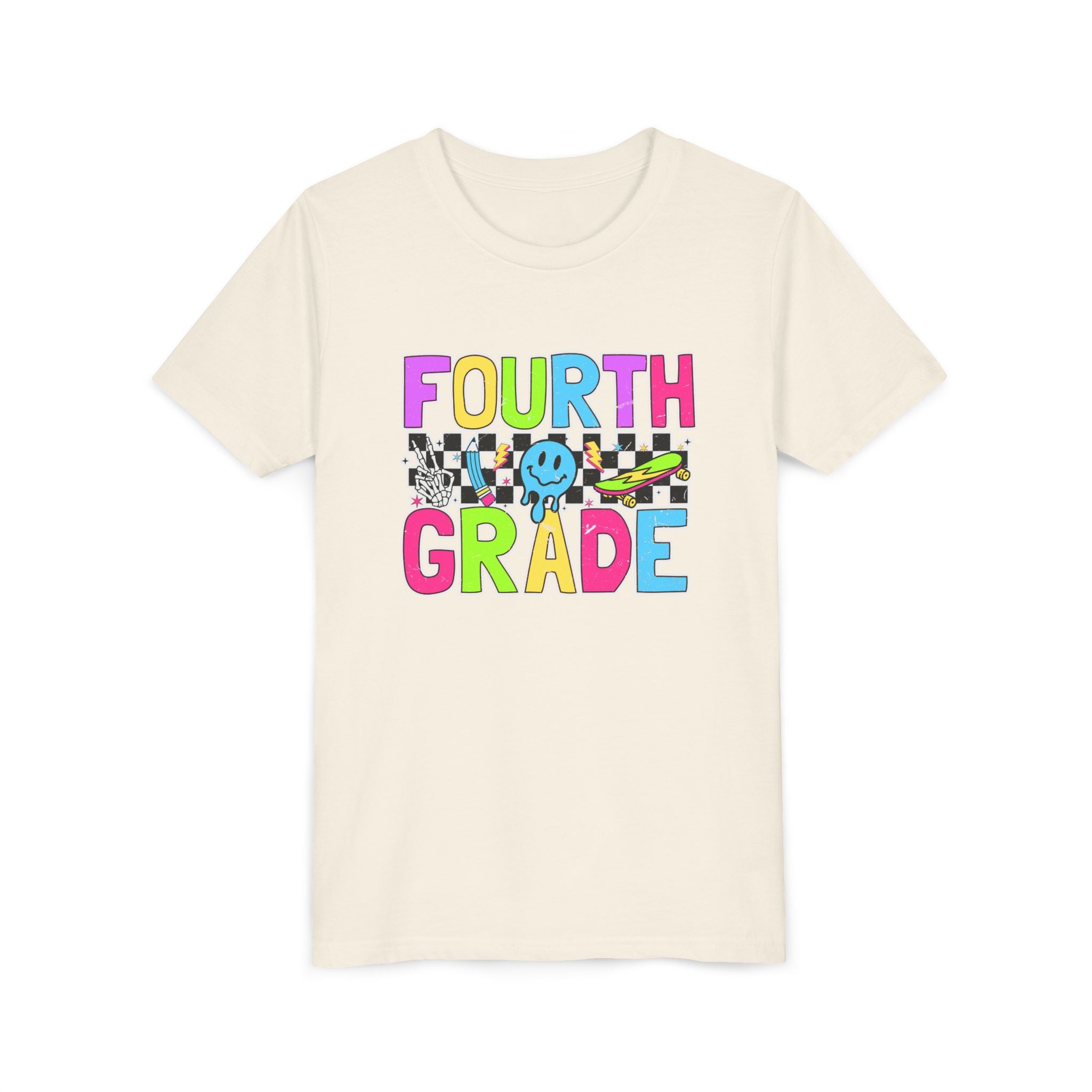 Fourth Grade Youth Tee — Colorful Smiley Back-to-School Shirt