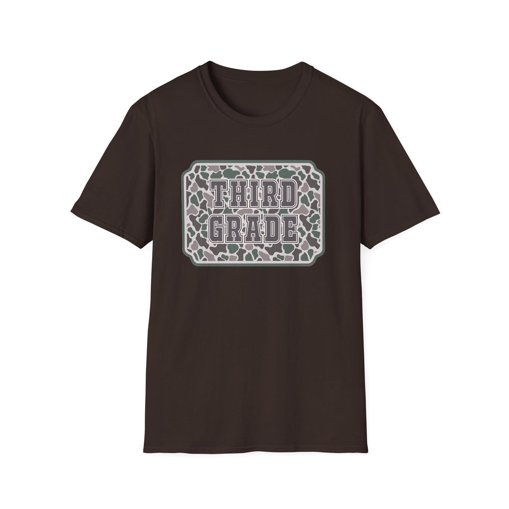 Third Grade Camo T-Shirt — "Third Grade" School Teacher & Student Tee