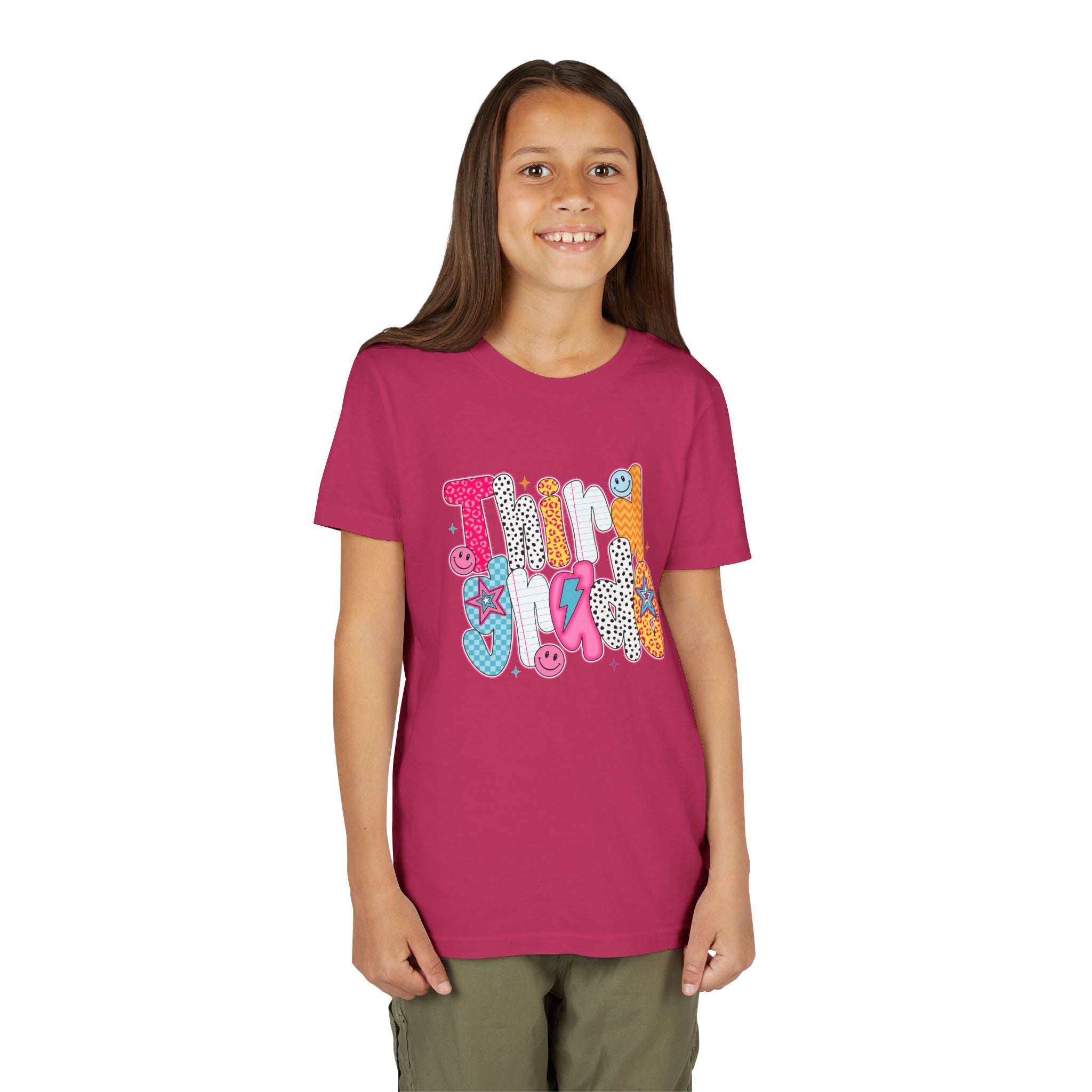 Third Grade — Colorful 'Think Big' Retro Graphic Shirt for Kids