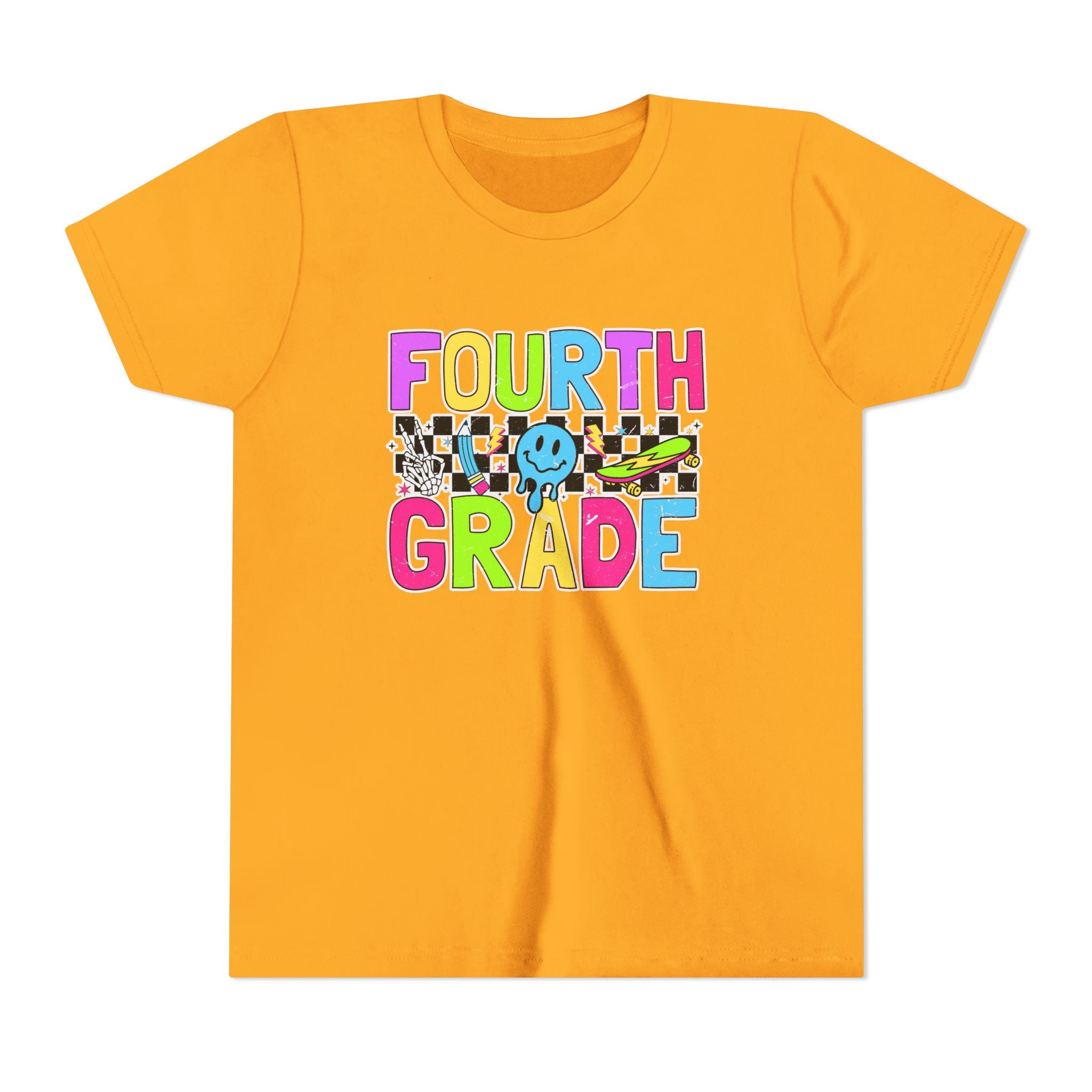 Fourth Grade Youth Tee — Colorful Smiley Back-to-School Shirt