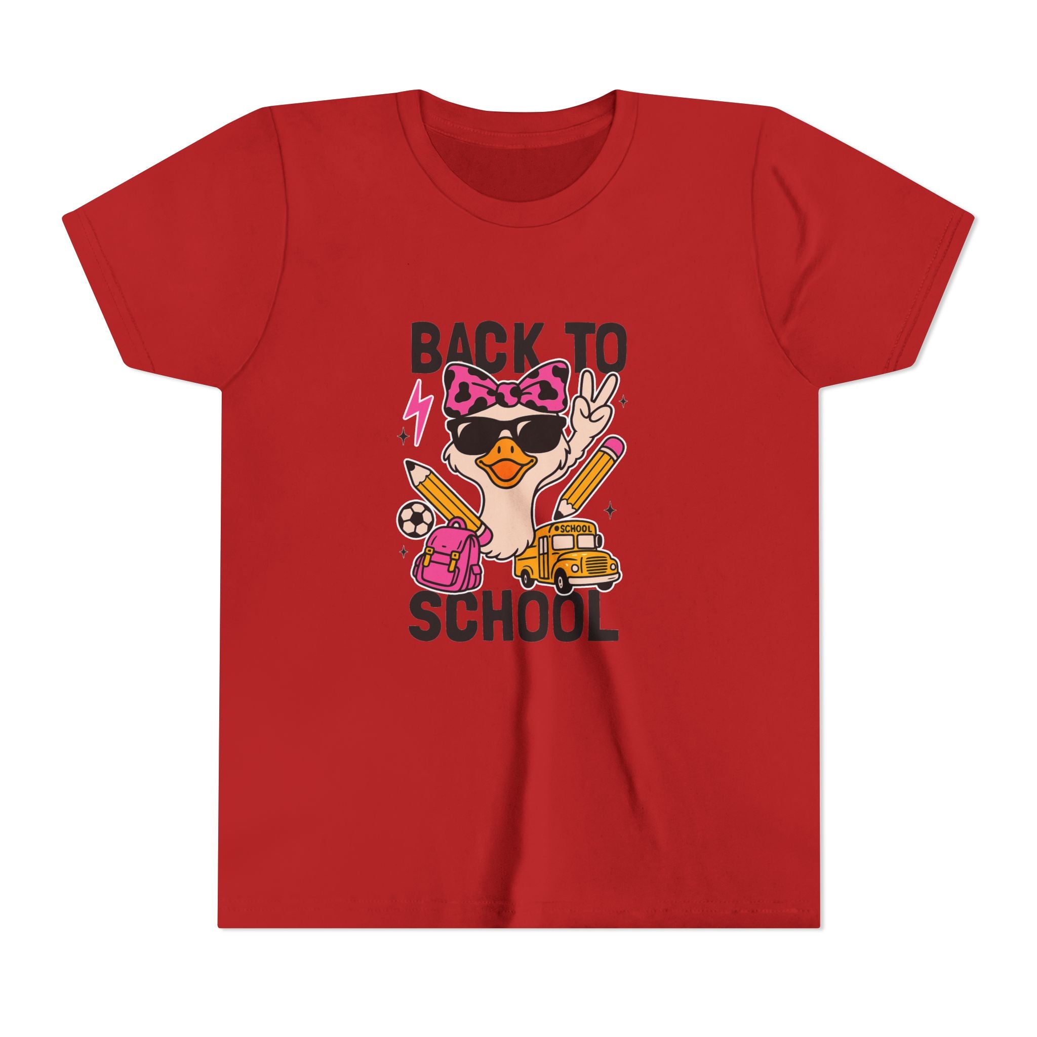 Back to School Kids Tee — Cute Duck with Backpack & School Supplies