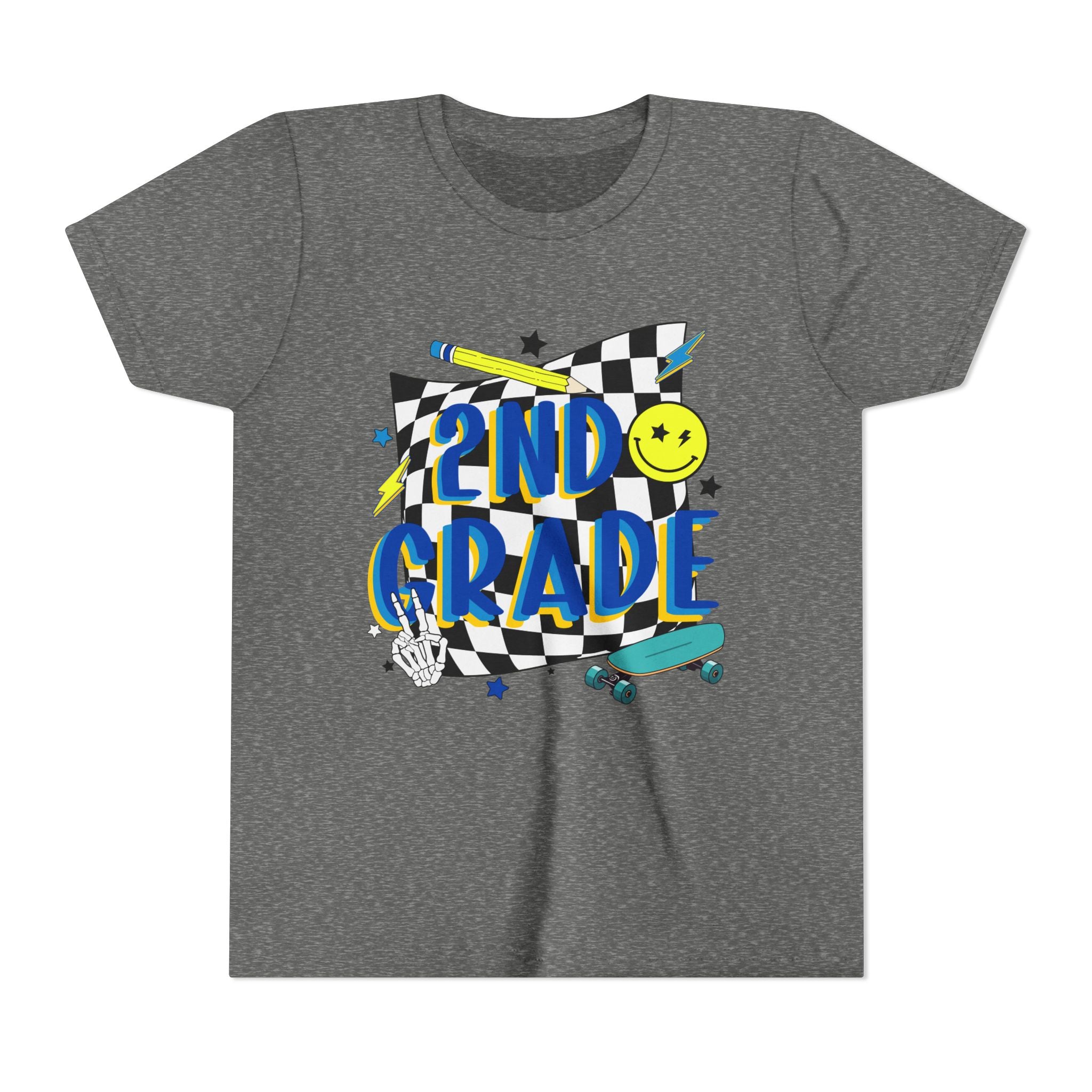 2nd Grade Kids T‑Shirt — Colorful Back-to-School Skateboard Design