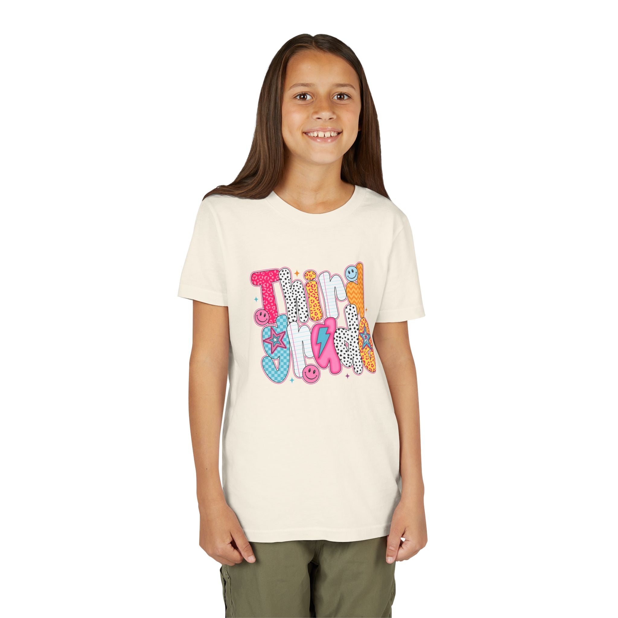Third Grade — Colorful 'Think Big' Retro Graphic Shirt for Kids