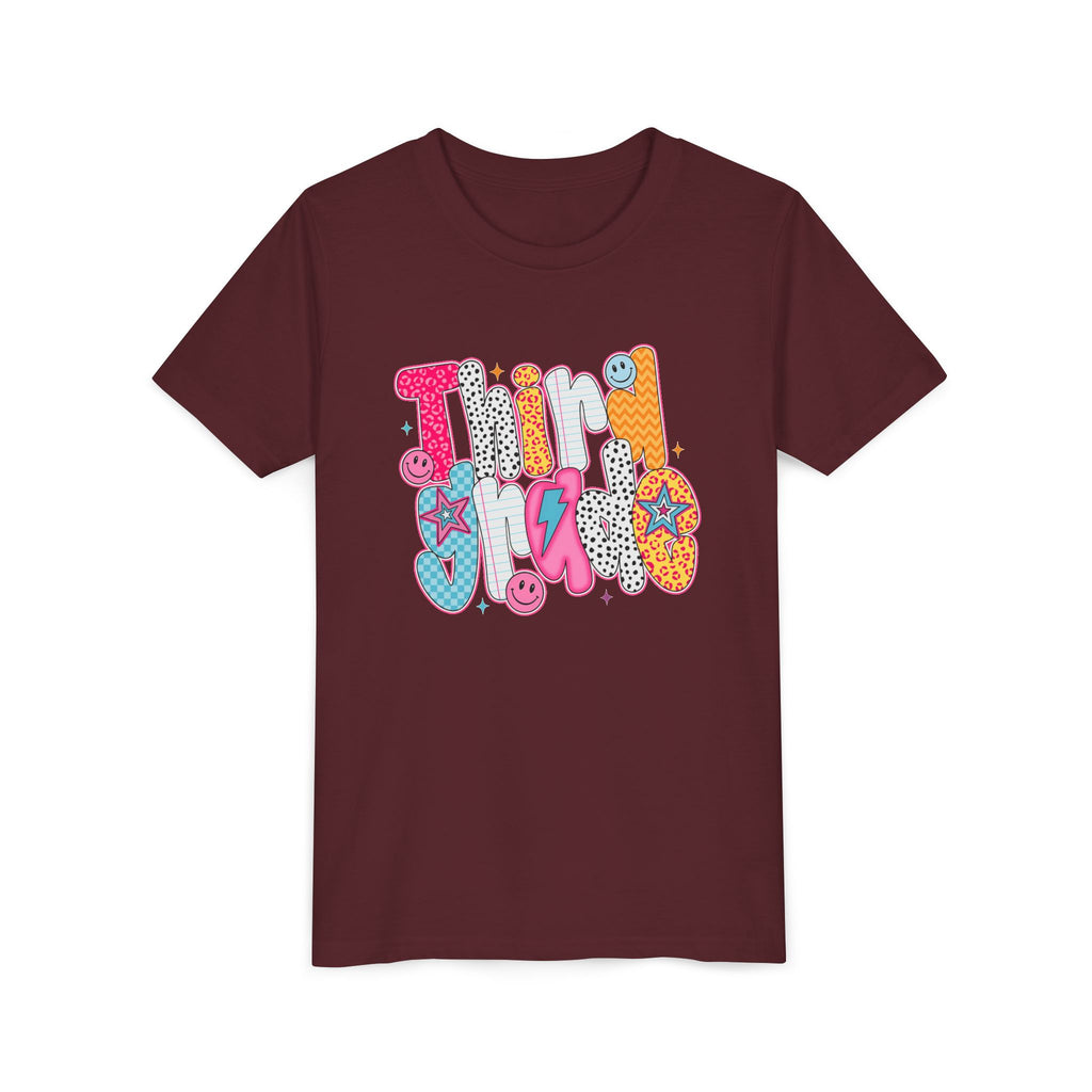 Third Grade — Colorful 'Think Big' Retro Graphic Shirt for Kids
